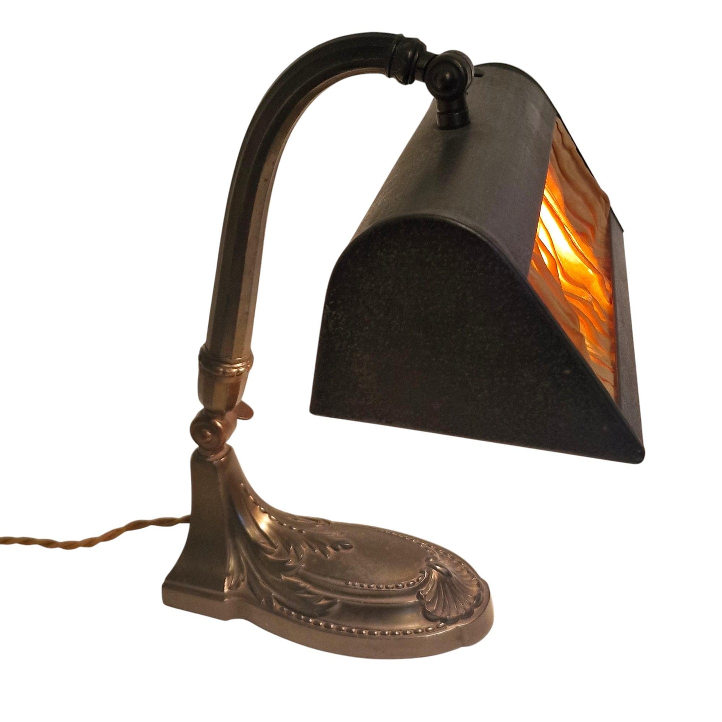Art Nouveau Desk Lamp, Jugendstil Clerk Lamp, Adjustable Shade