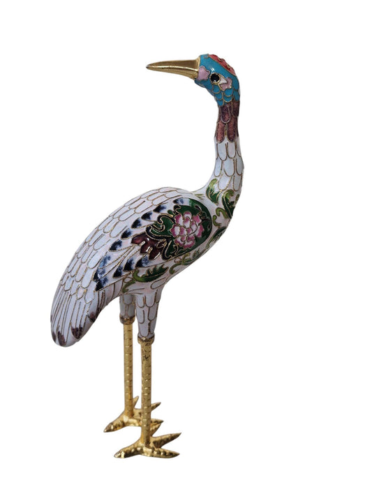 vintage cloisonne ibis crane enamel bird china / japan meiji