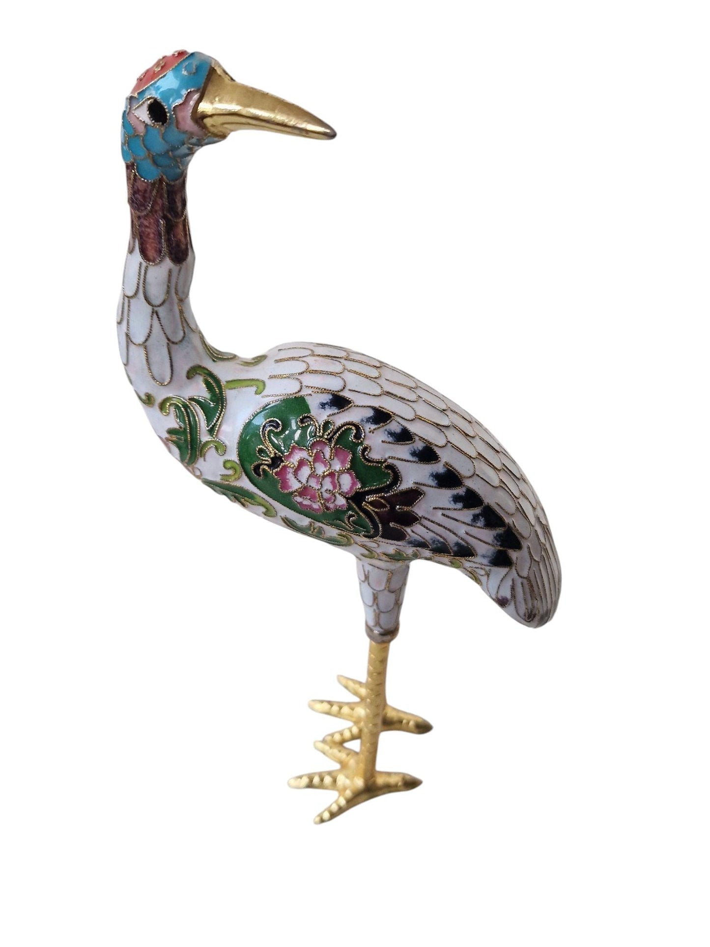 vintage cloisonne ibis crane enamel bird china / japan meiji