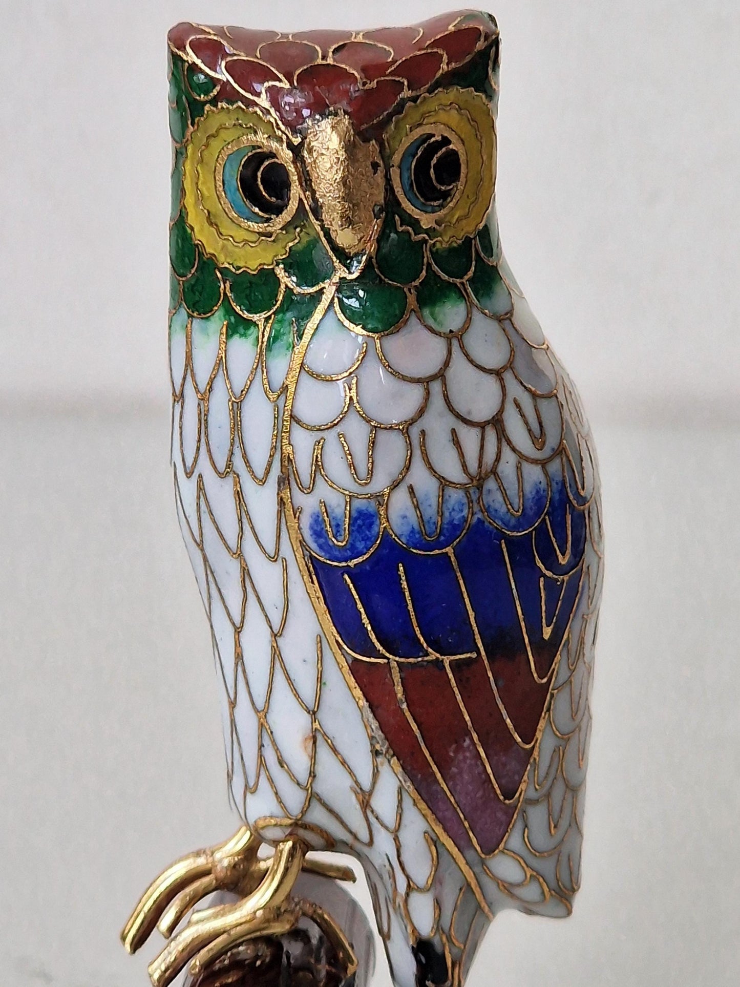 vintage cloisonne ibis owl crane enamel bird china / japan meiji
