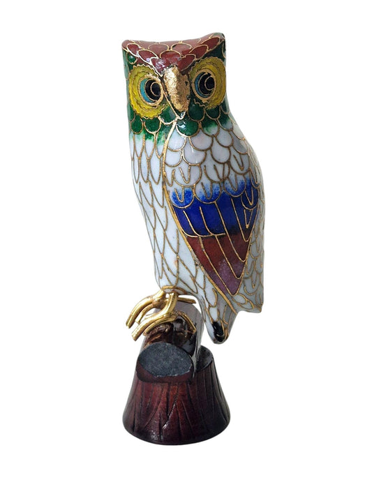 vintage cloisonne ibis owl crane enamel bird china / japan meiji