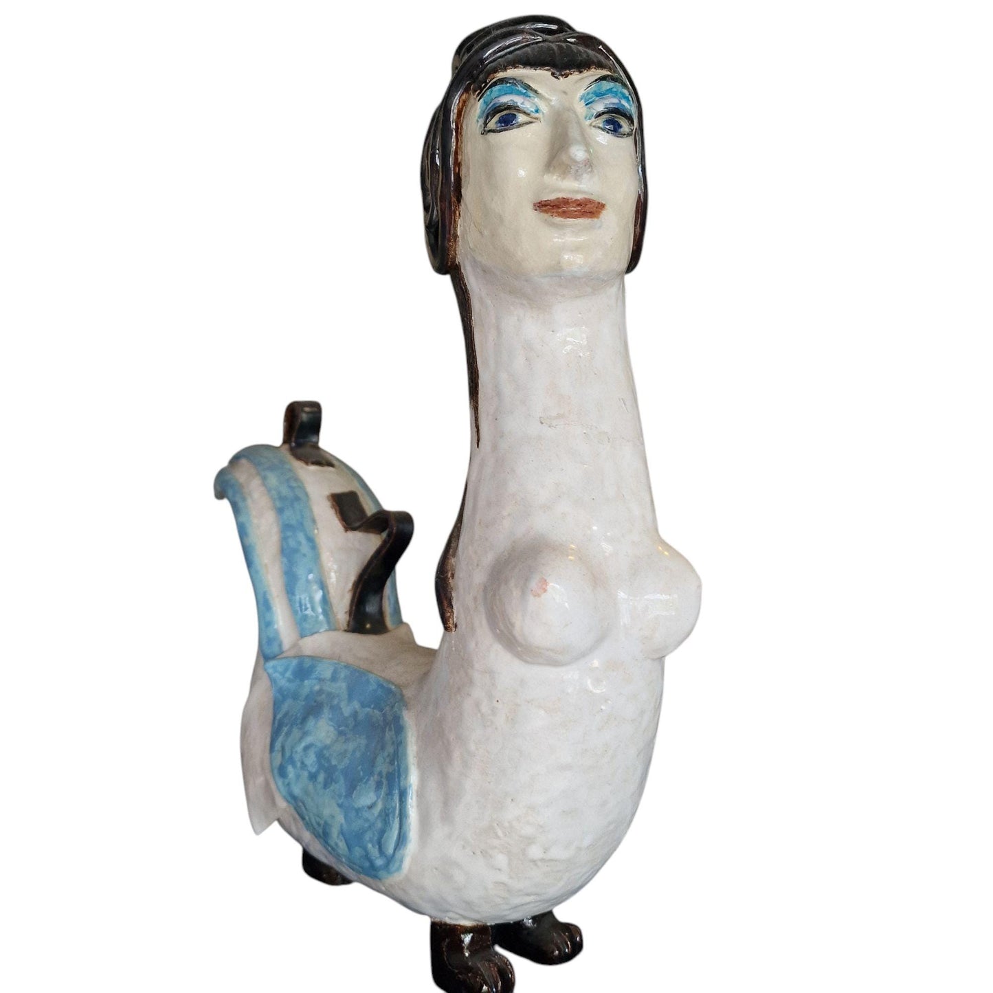 Nel Klaassen Ceramic Bird-Woman Sculpture – Dutch Art, Mythic Figurine
