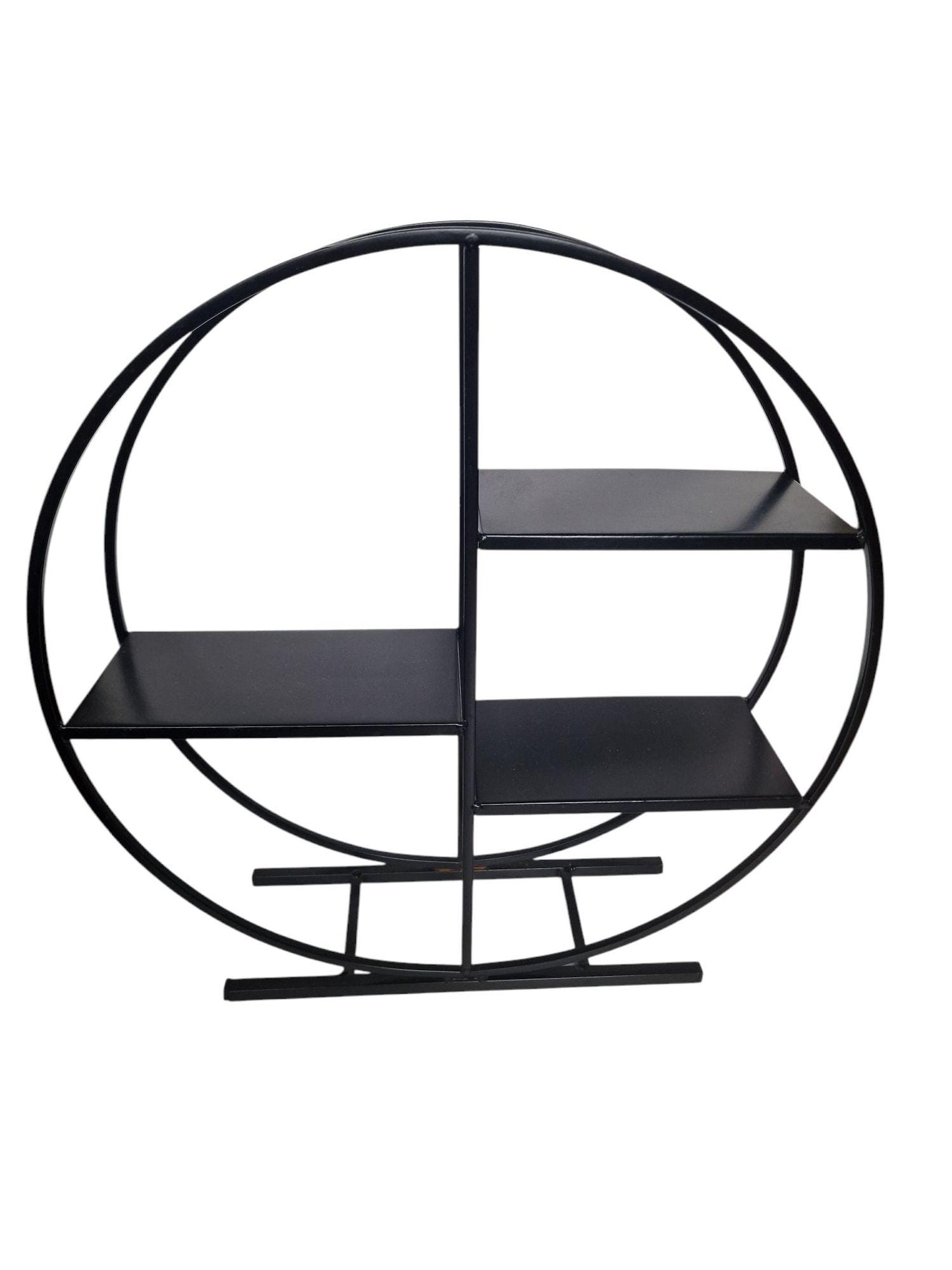 Zen Black Metal Round Wall Shelf, Asian Decor (45 cm)