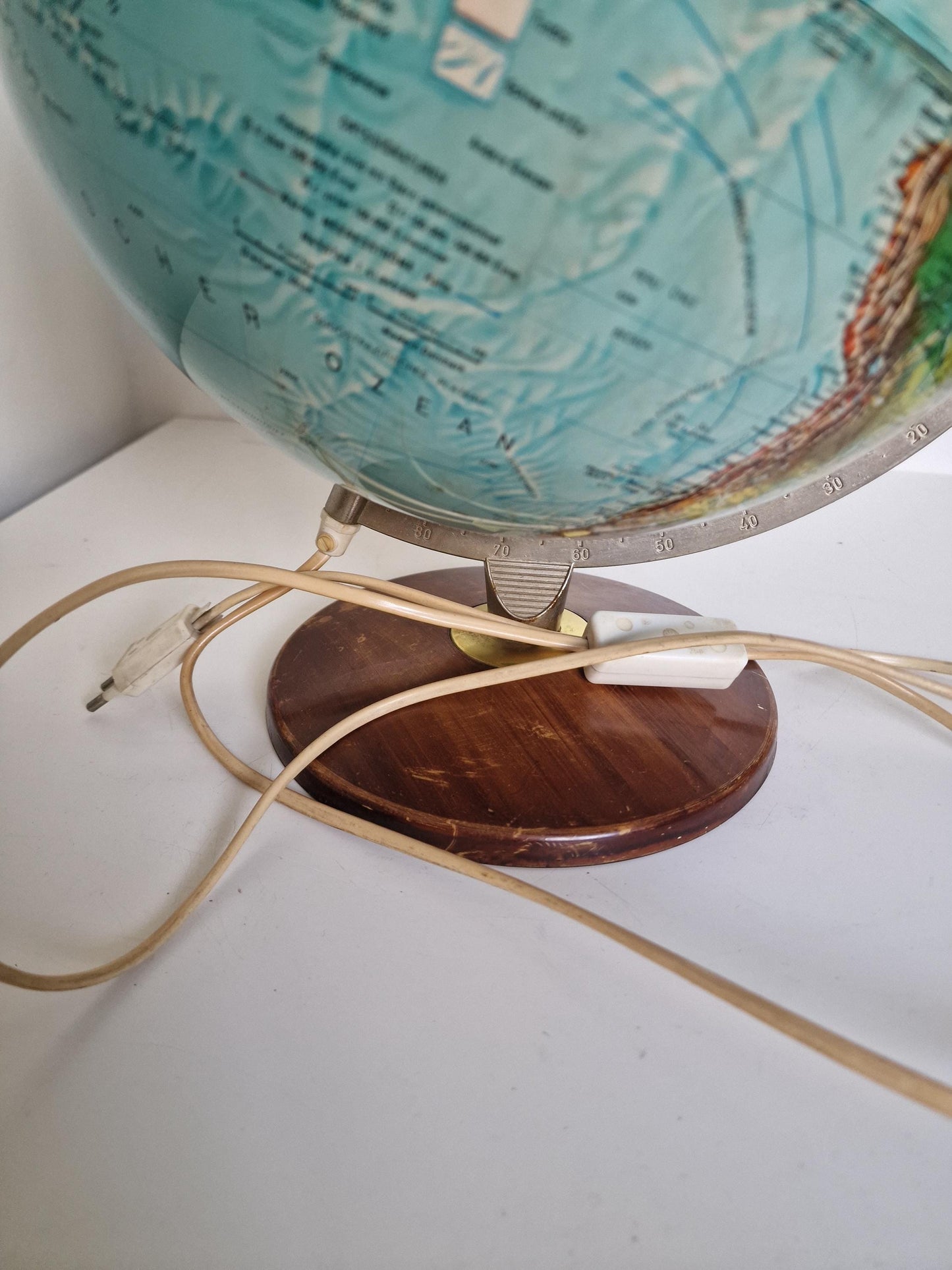 Vintage Danish Scan Globe, Illuminated 1950s World Map