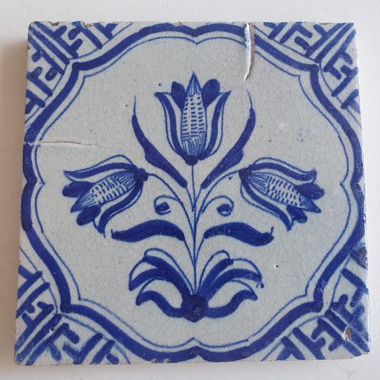 Antieke 17e eeuwse Delft tulpentegel  , antique dutch tile    th1620