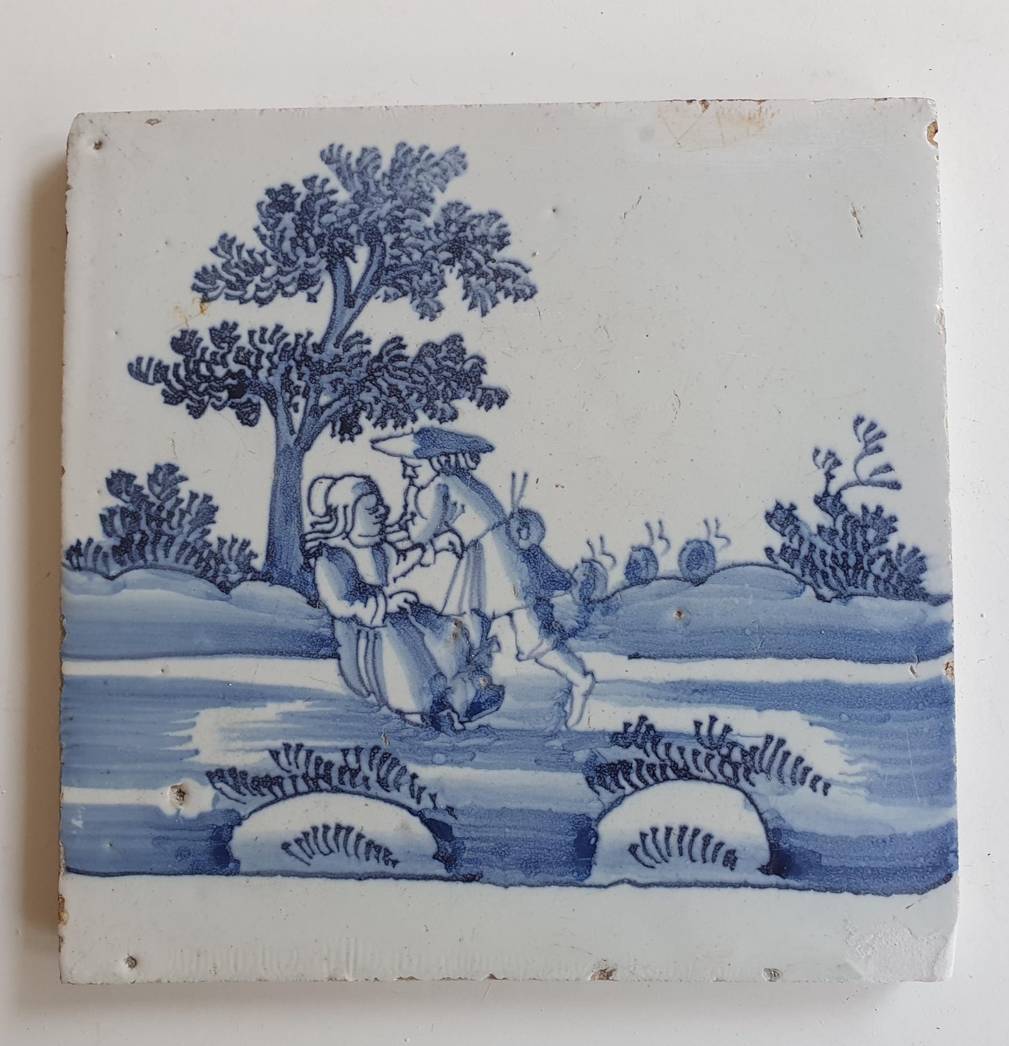 Antique Dutch Tile -   genre scene ( genretafereel ) - Dated 1700 Rare !