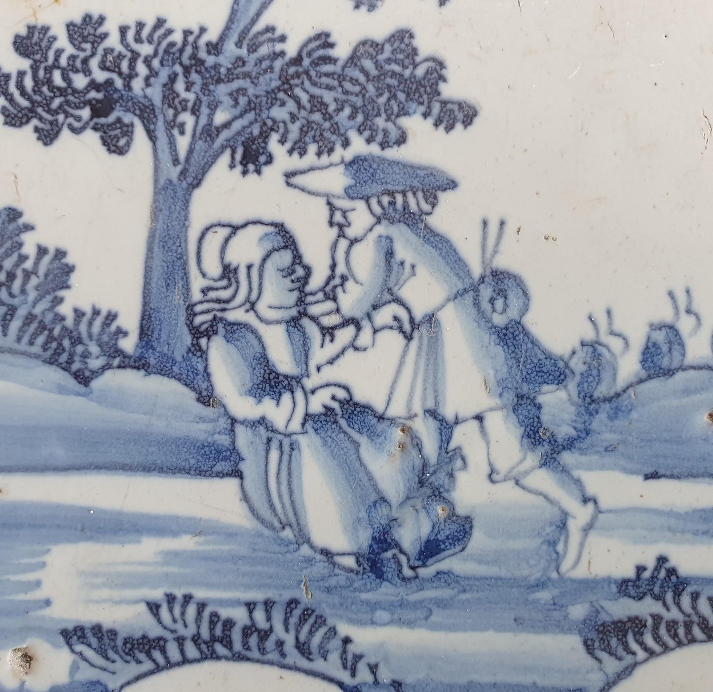 Antique Dutch Tile -   genre scene ( genretafereel ) - Dated 1700 Rare !