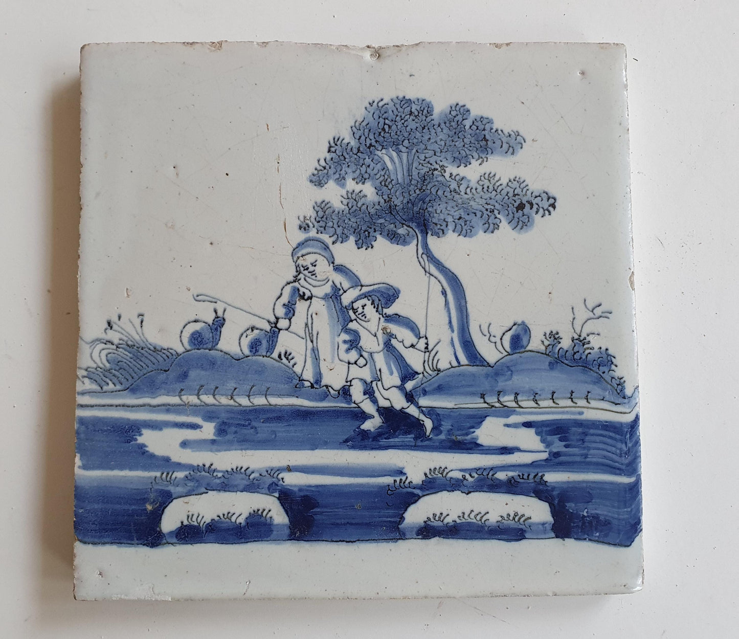 Antique Dutch Tile -   genre scene ( genretafereel ) - Dated 1700 Rare !