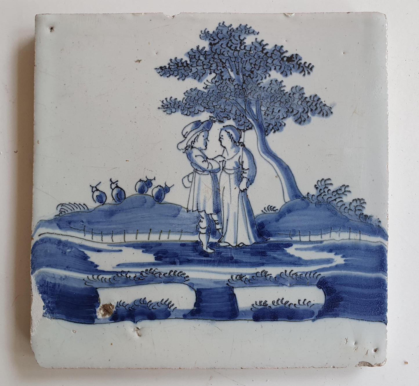 Antique Dutch Tile -   genre scene ( genretafereel ) - Dated 1700 Rare !