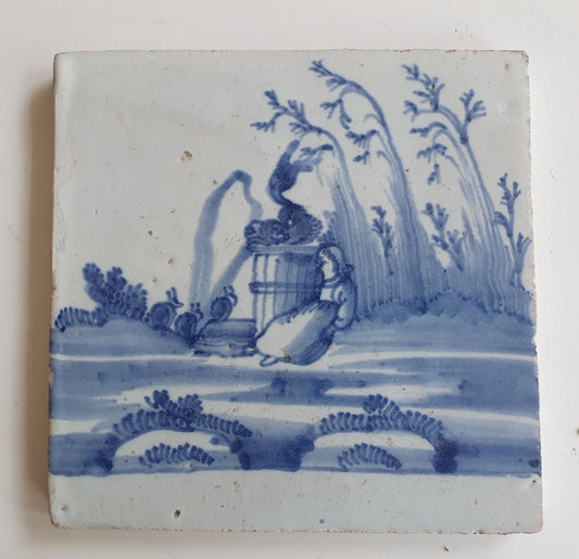 Antique Dutch Tile -   genre scene ( genretafereel ) - Dated 1700 Rare !