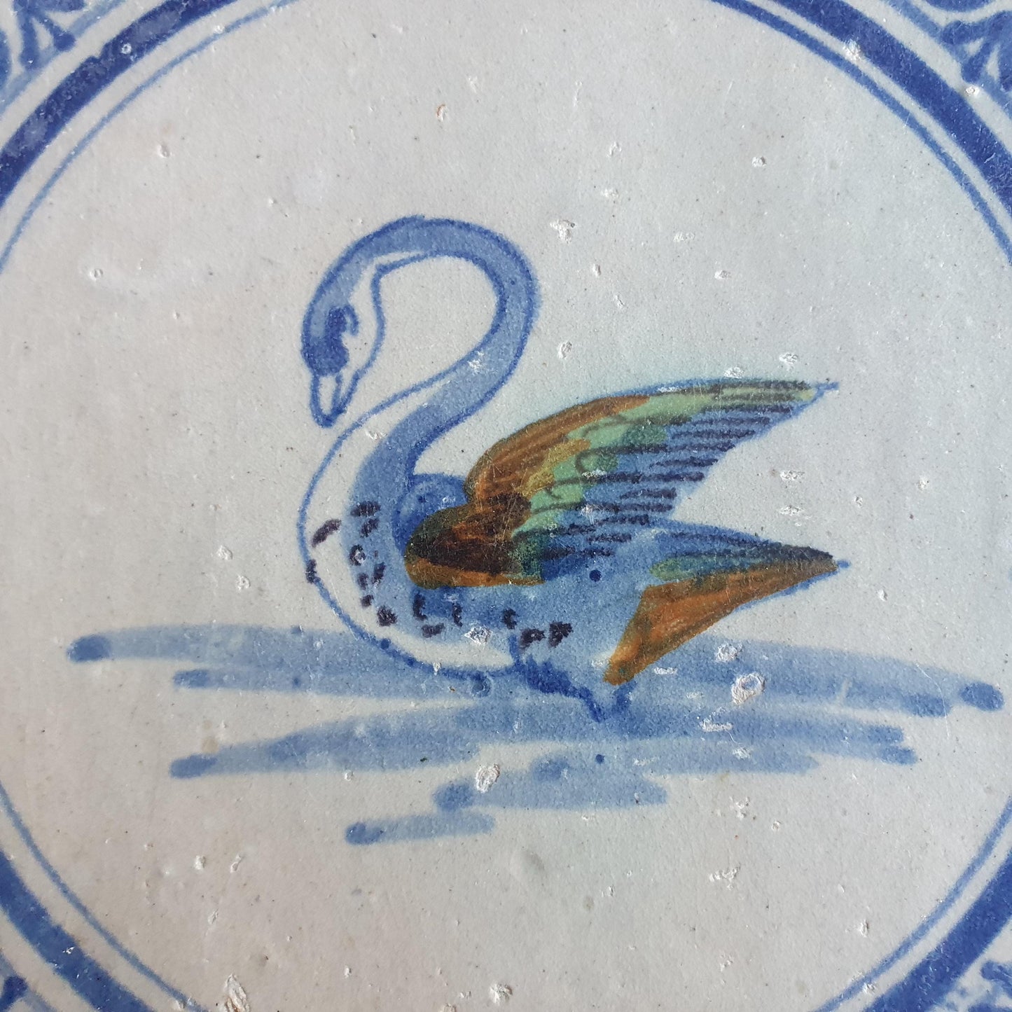 Antique Dutch Tile - polychrome parrot  Rare !  - Dated around 1625, delft holland golden century