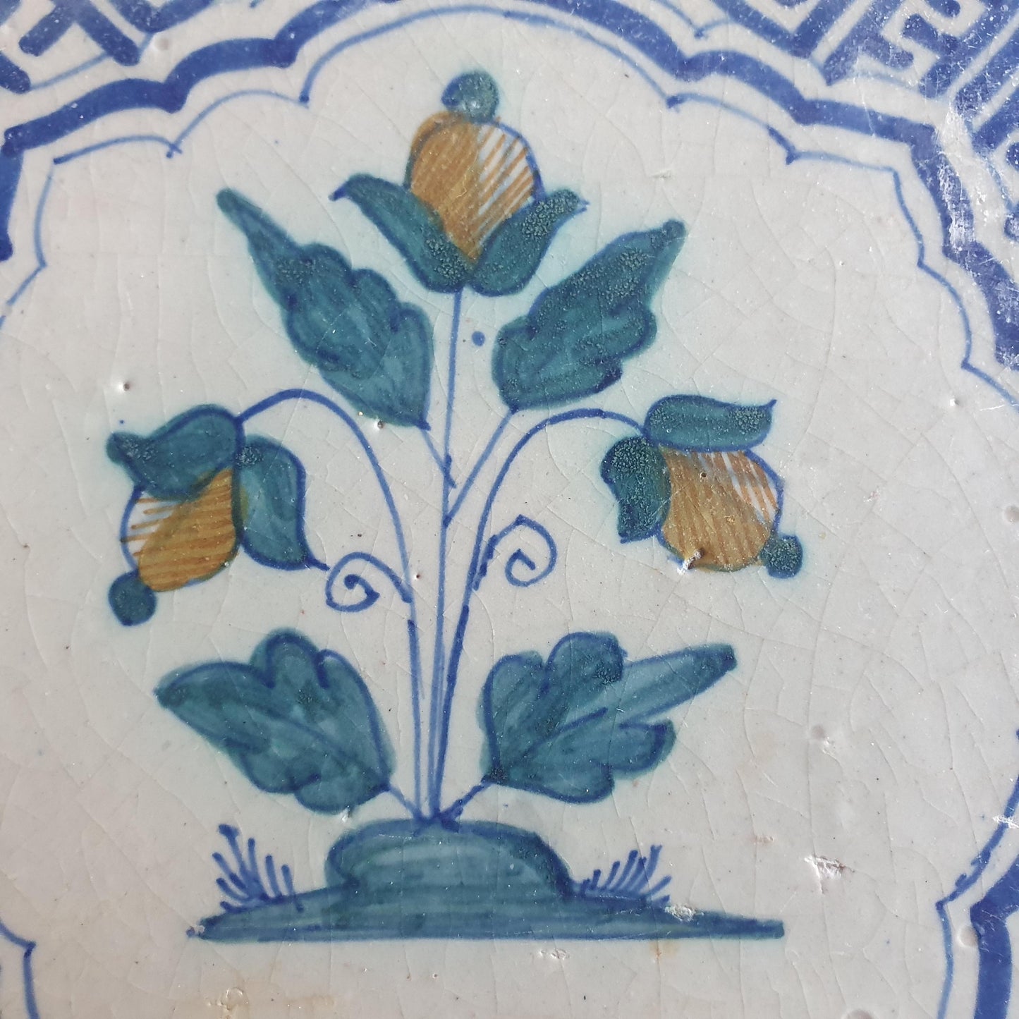 Antique Delft Tile – 17th Century Dutch Flower Tile