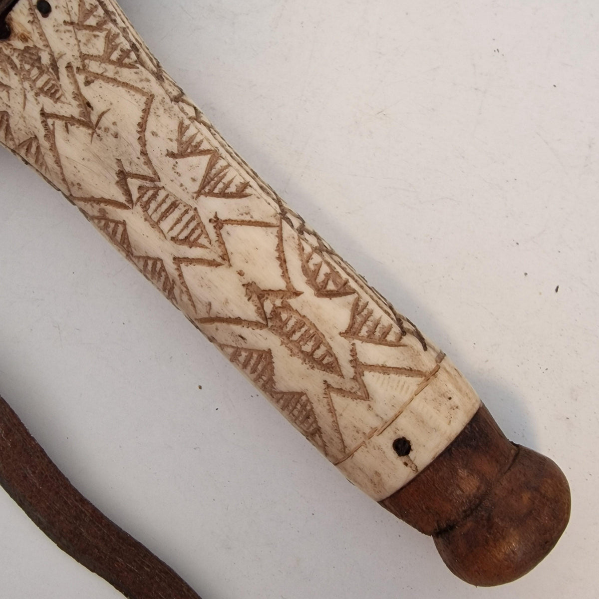 Antique Indonesian Keris Dagger, Carved Bone Handle, Wavy Blade