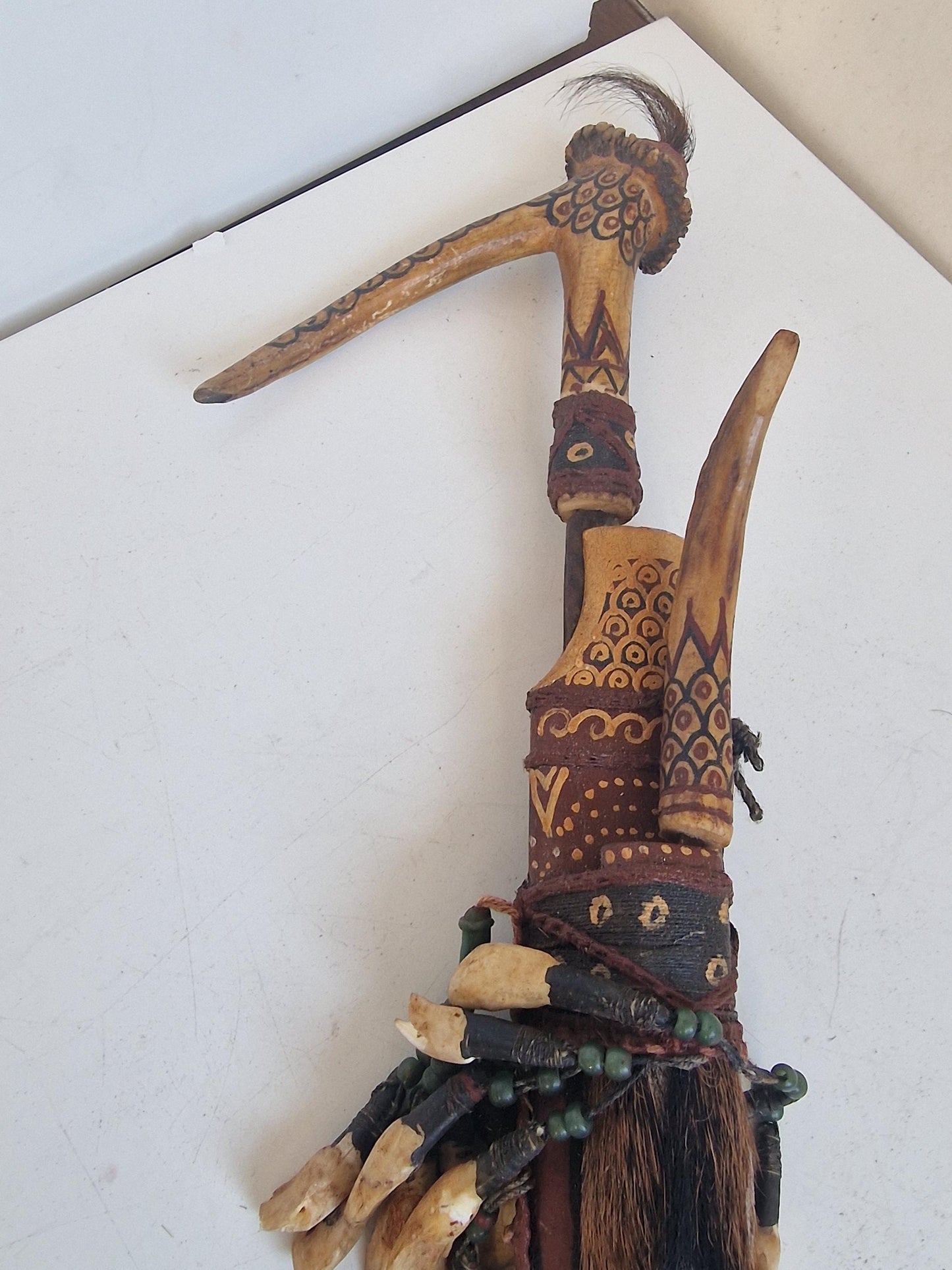 Authentic Dayak Mandau Sword – Borneo Tribal Headhunter Weapon with Real Teeth