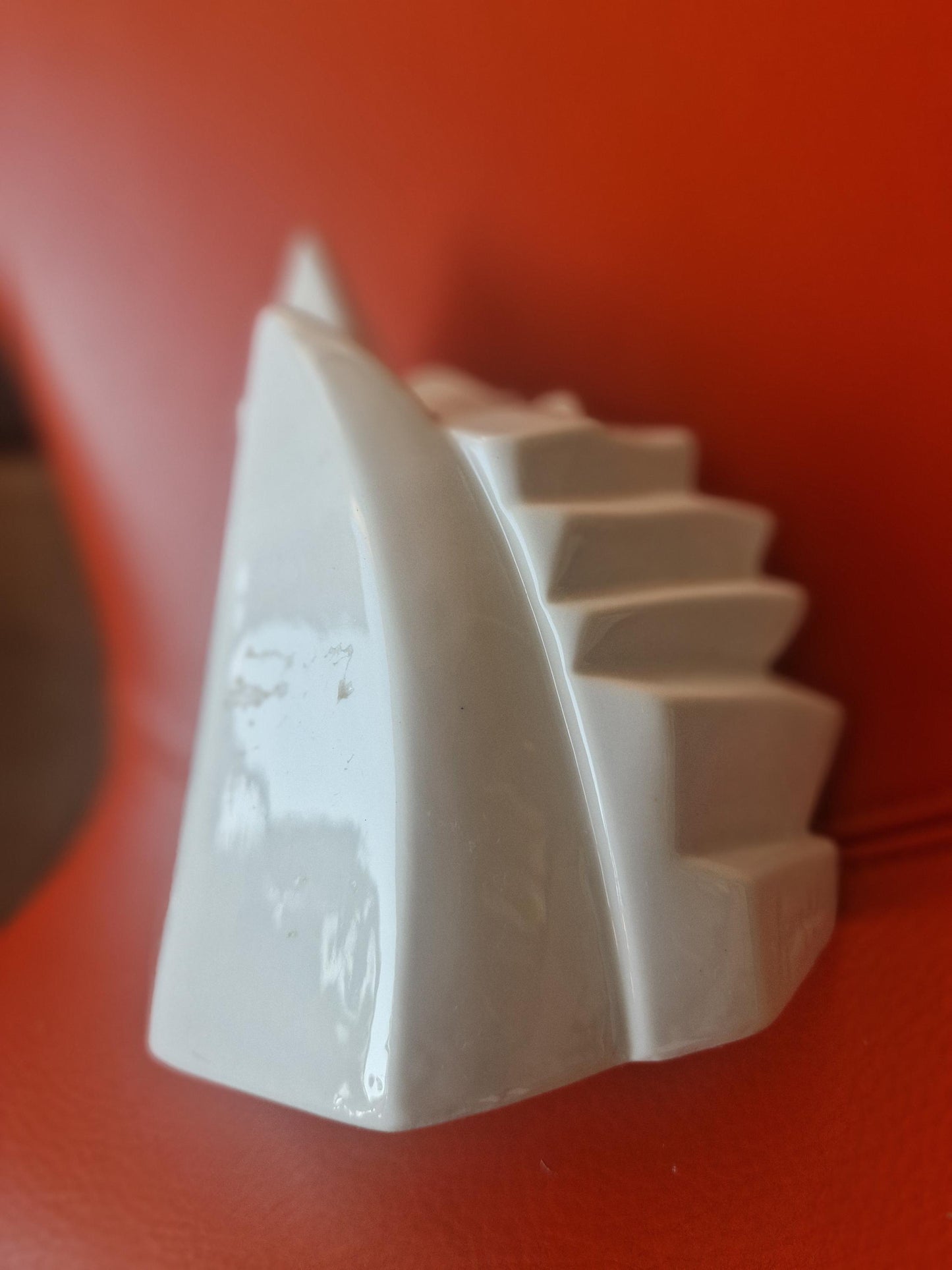 Signed Joan Abras Porcelain Sculpture, White Art Deco Woman Bust, 80s Modernist Decor