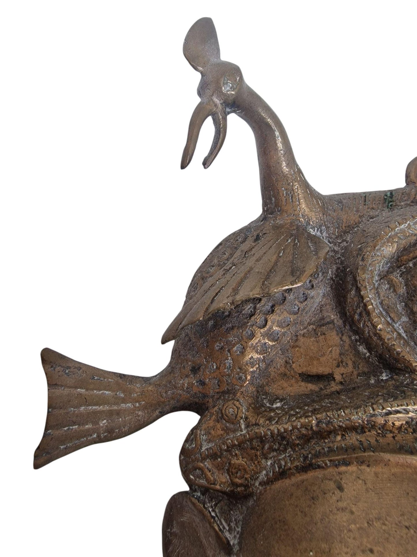 Antique Bronze Tribal Mask – Bastar Folk Art Grotesque Sea Monster