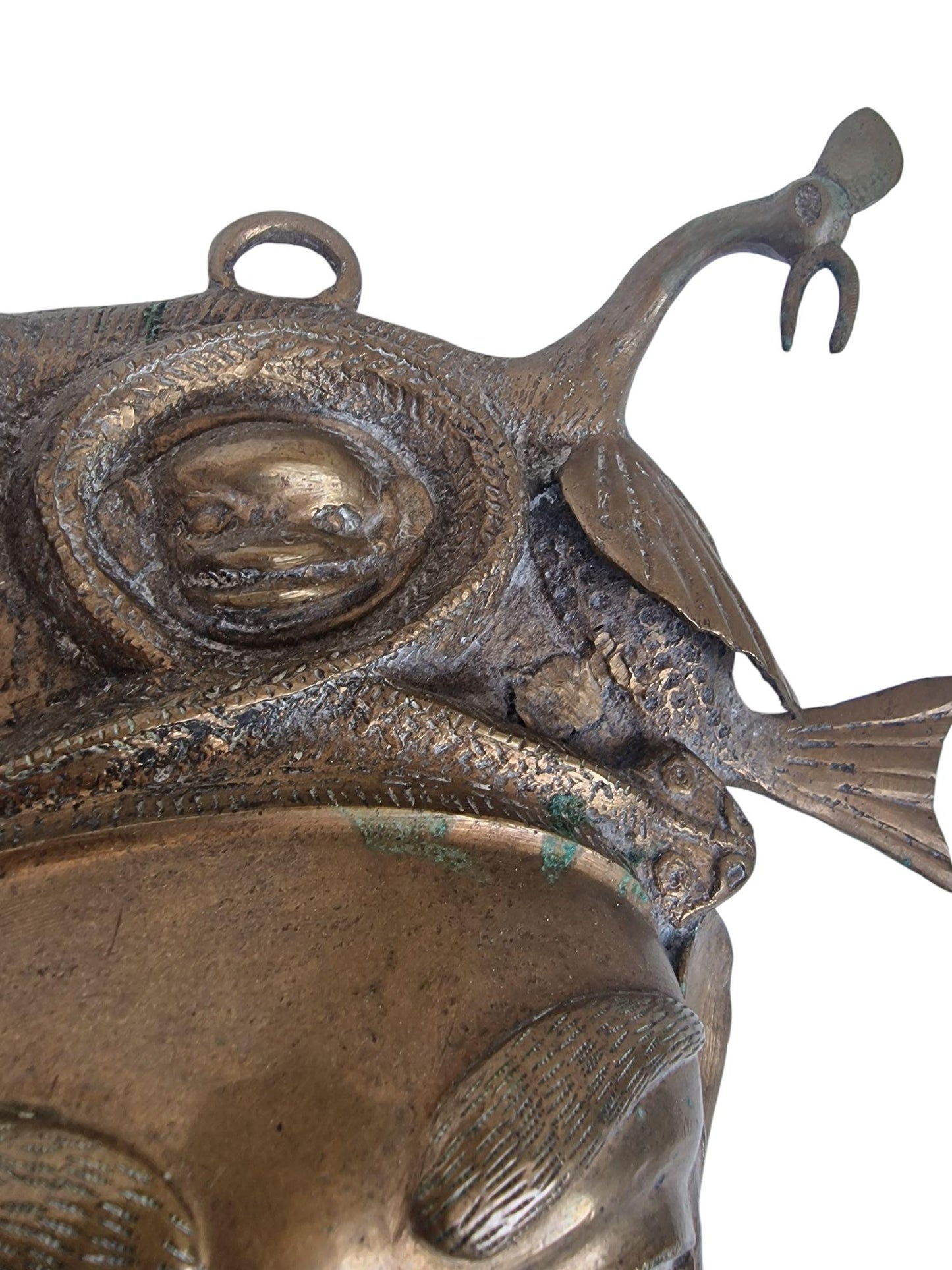 Antique Bronze Tribal Mask – Bastar Folk Art Grotesque Sea Monster