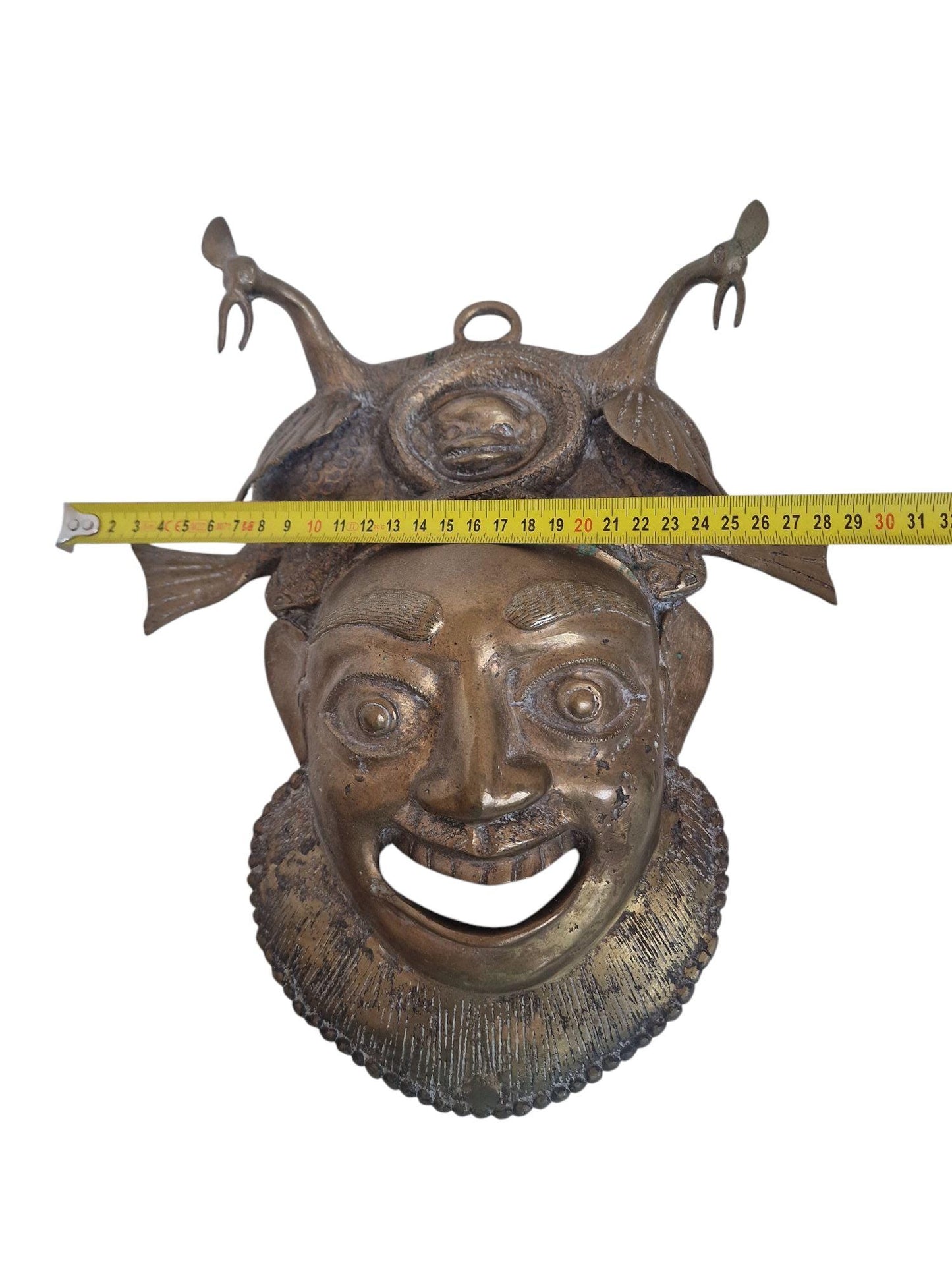 Antique Bronze Tribal Mask – Bastar Folk Art Grotesque Sea Monster