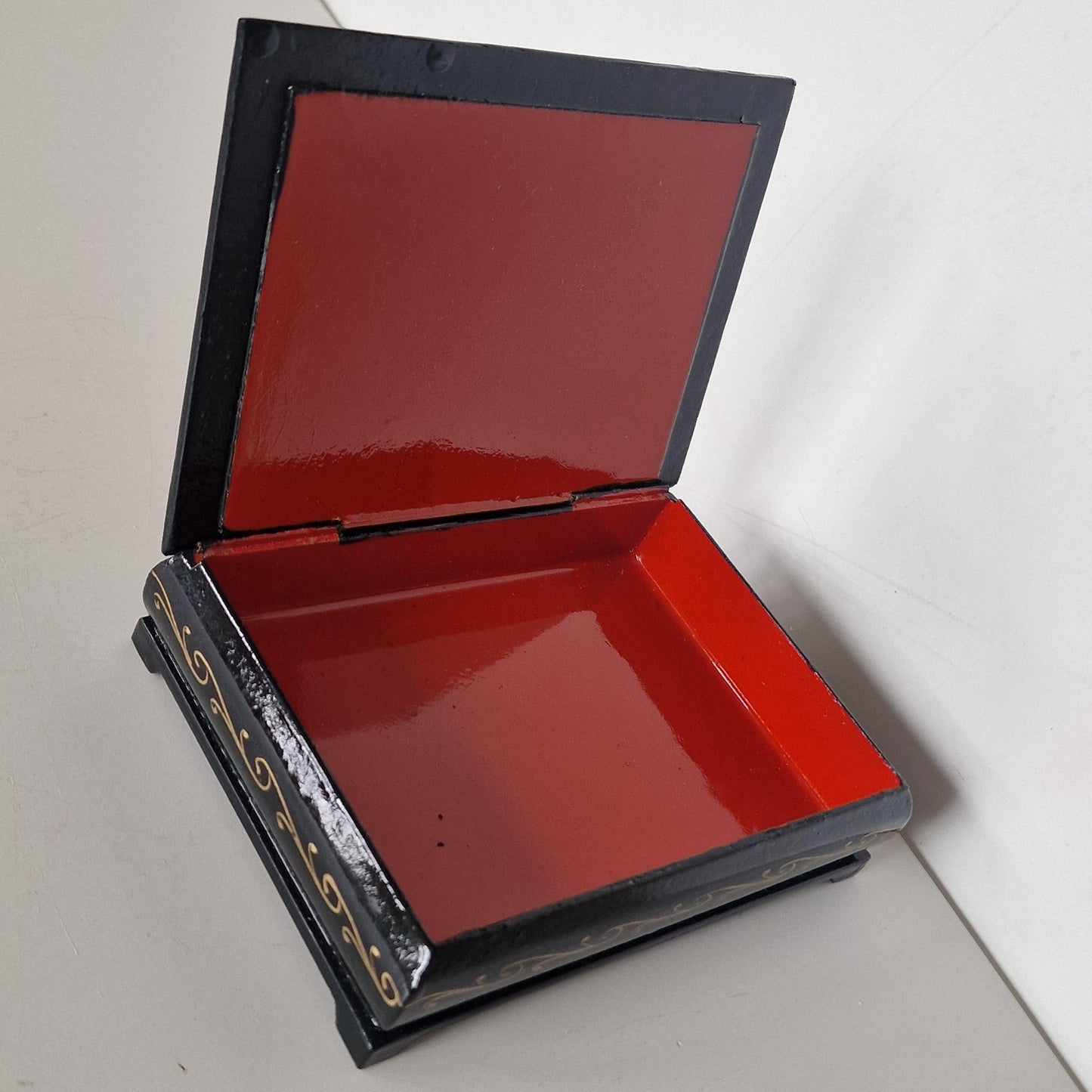 Russian Hand-Painted Lacquer Box, Swan Lake Scene