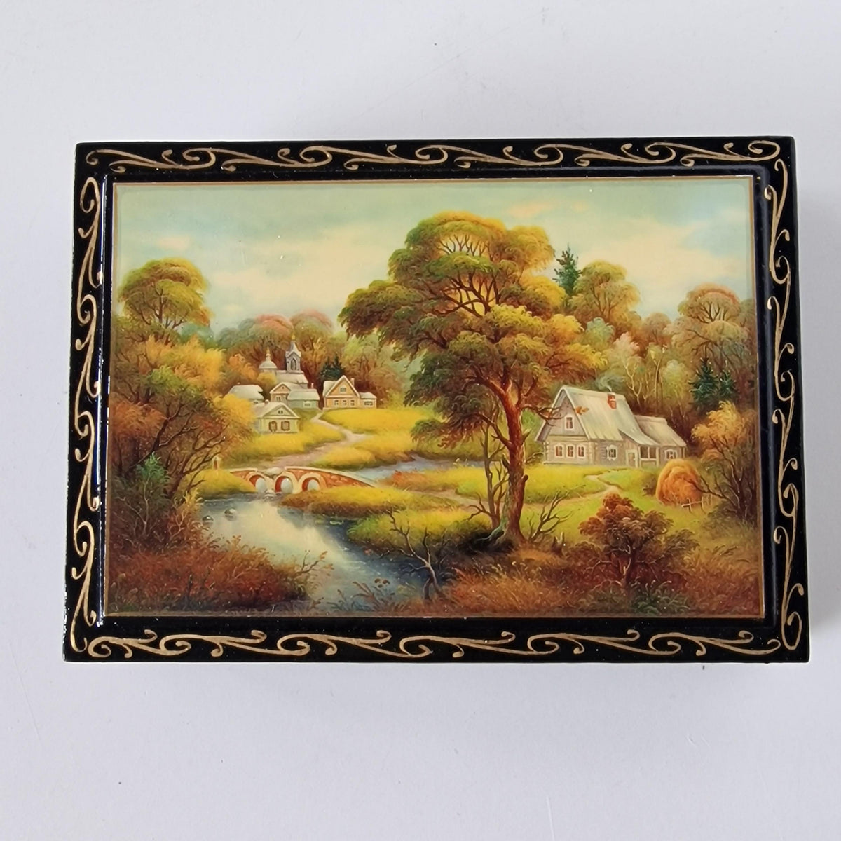 Vintage Russian Lacquer Box, Hand-Painted Fairytale Scene