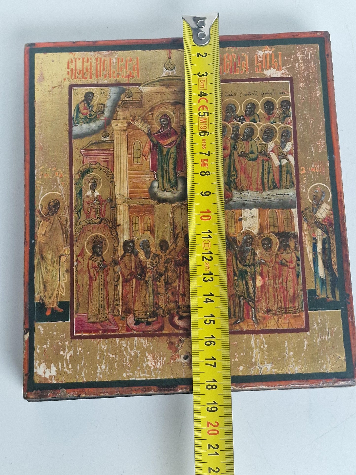 Antique Russian Icon – Protection of the Mother of God, 19th Century Egg Tempera