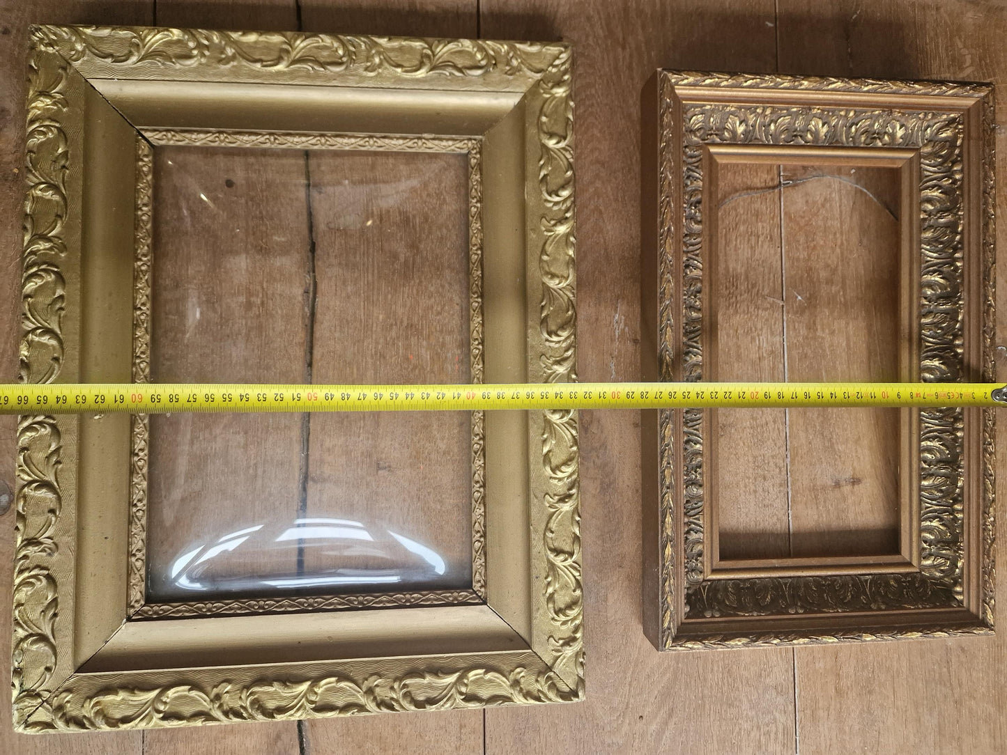 Pair of Antique Gilded Frames – 19th Century – Rectangular with Ornate Gesso Molding – French Style