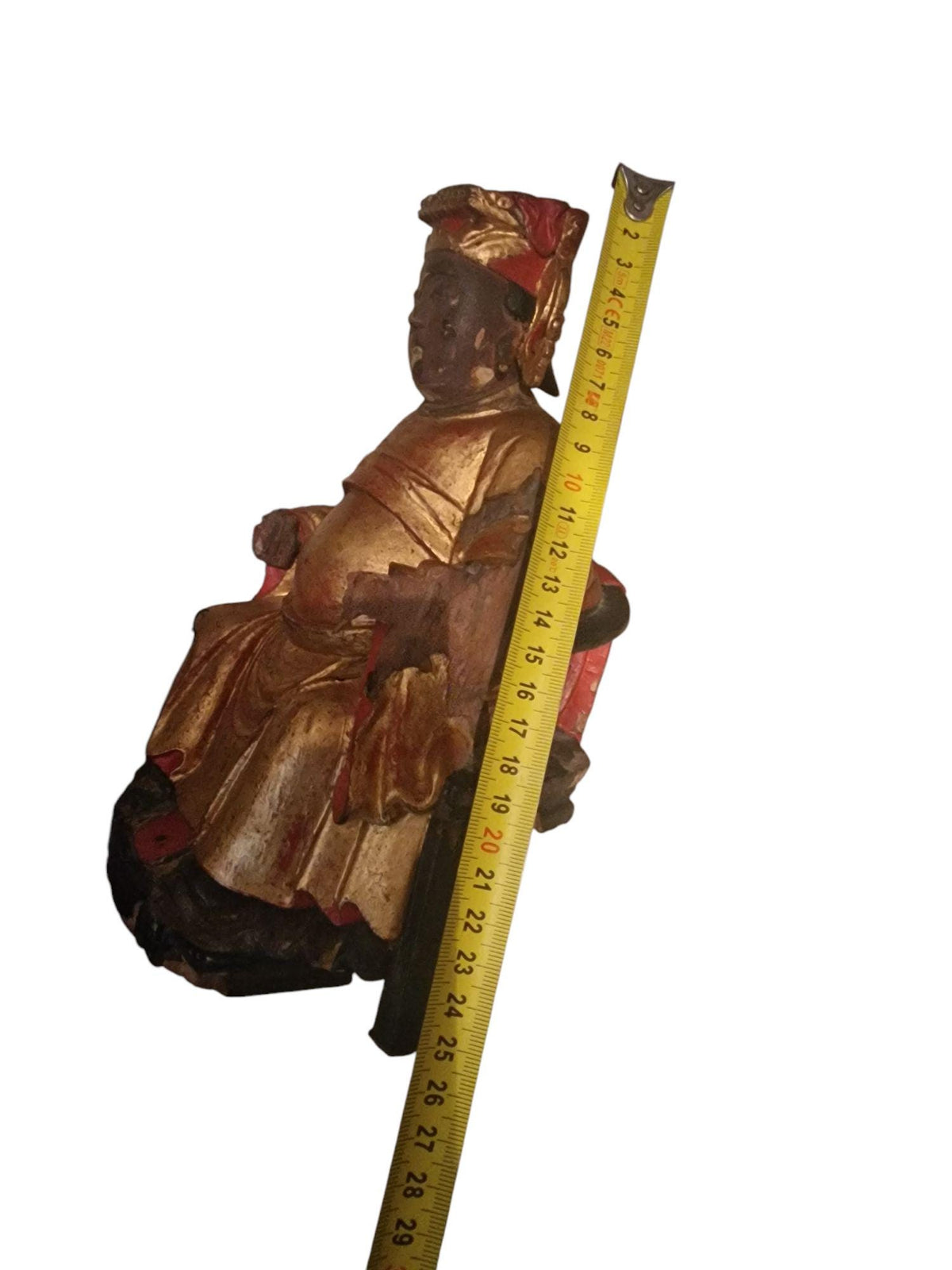 Rare 18th-Century Chinese Altar Statue of Caishen – Gilded & Polychrome Wood – Qing Dynasty, Quanzhou (Fujian)