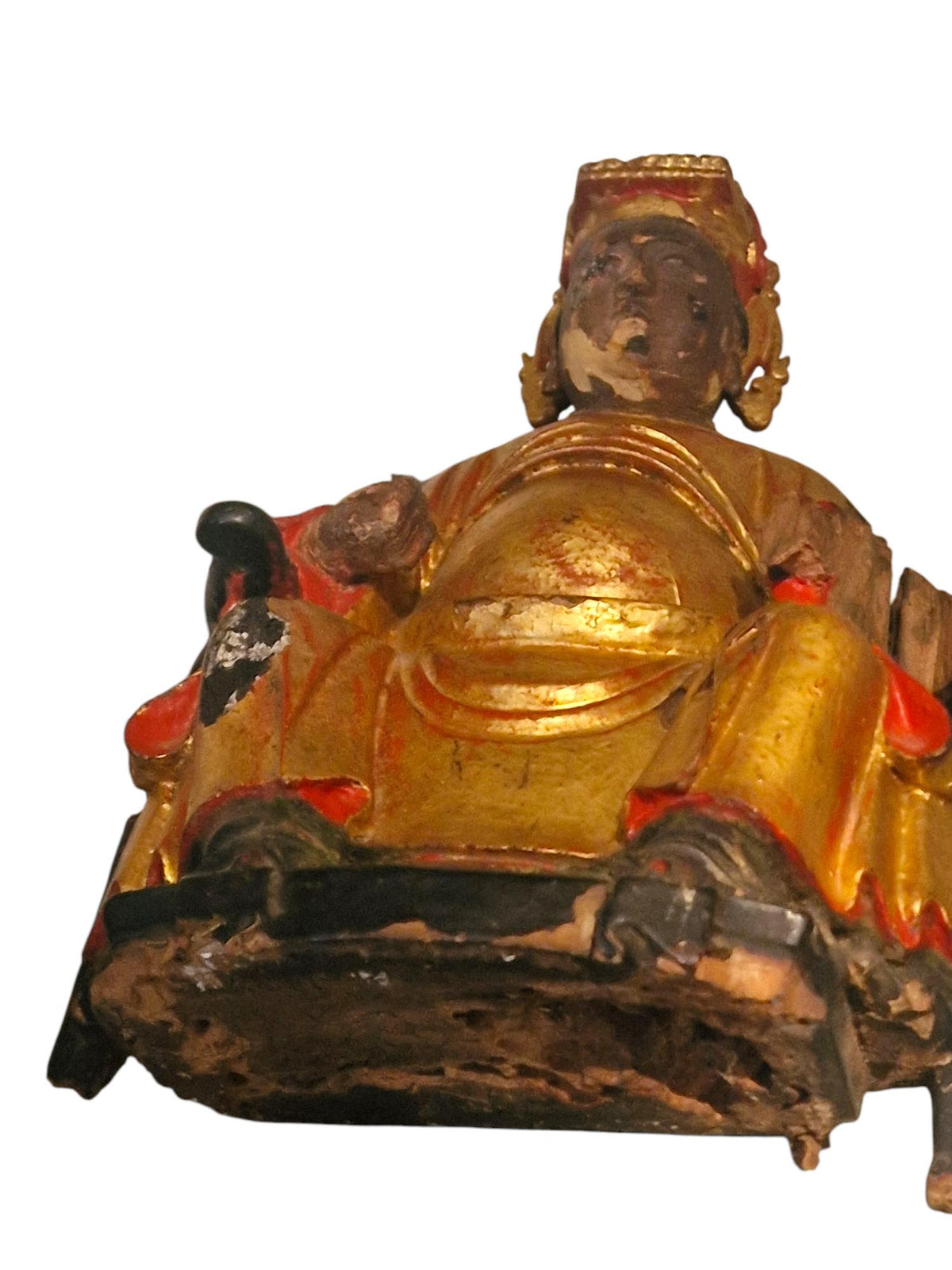Rare 18th-Century Chinese Altar Statue of Caishen – Gilded & Polychrome Wood – Qing Dynasty, Quanzhou (Fujian)