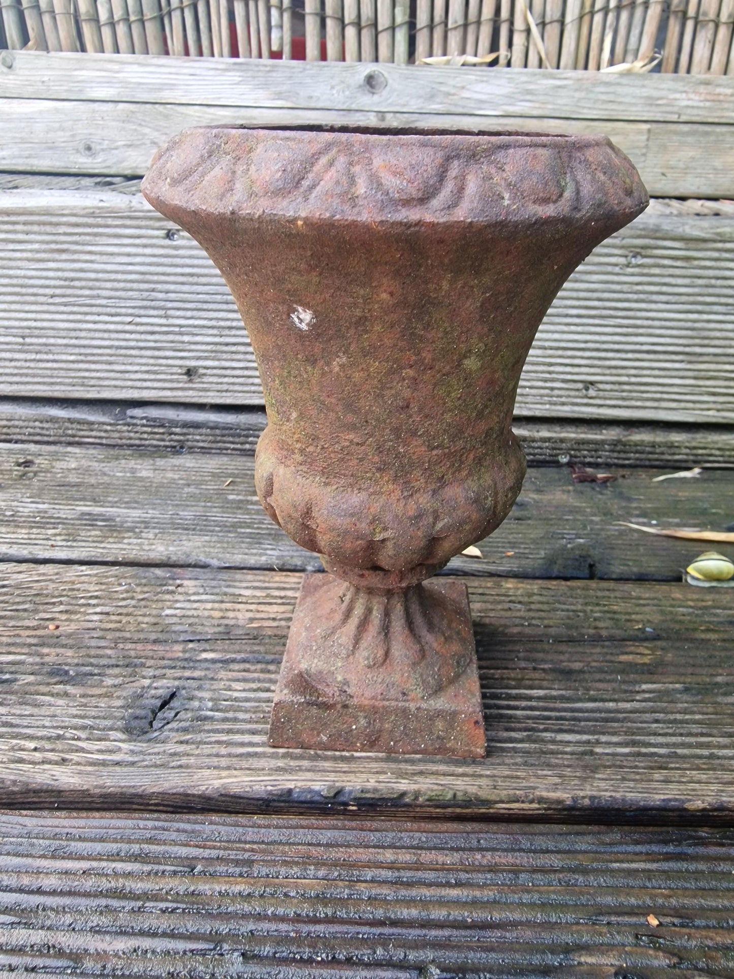 Antique Art Nouveau Cast Iron Jardiniere, French Garden Vase