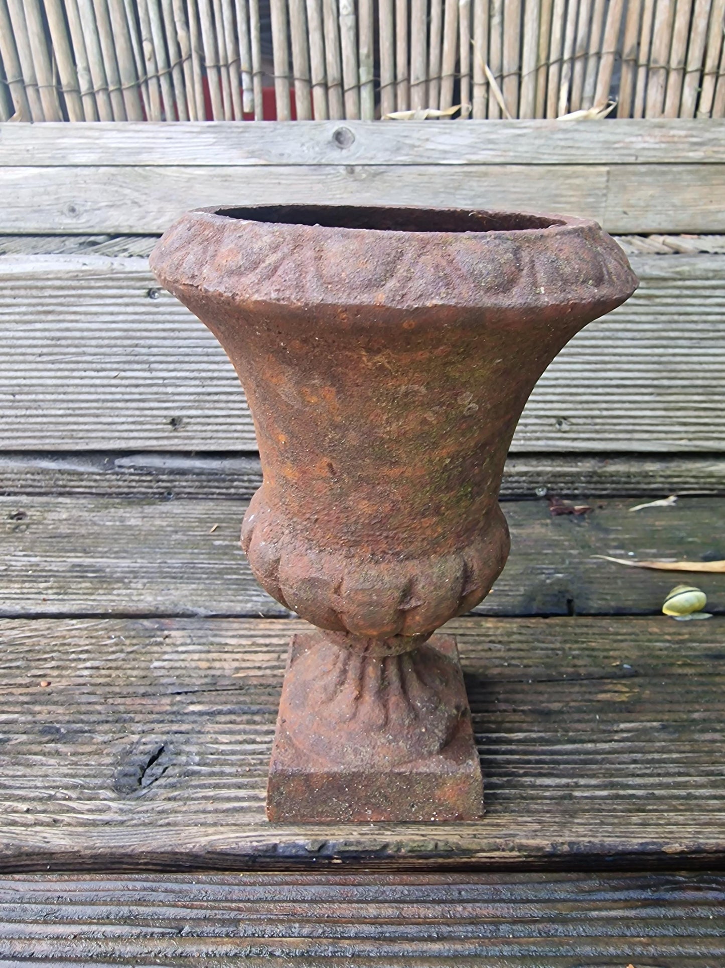 Antique Art Nouveau Cast Iron Jardiniere, French Garden Vase
