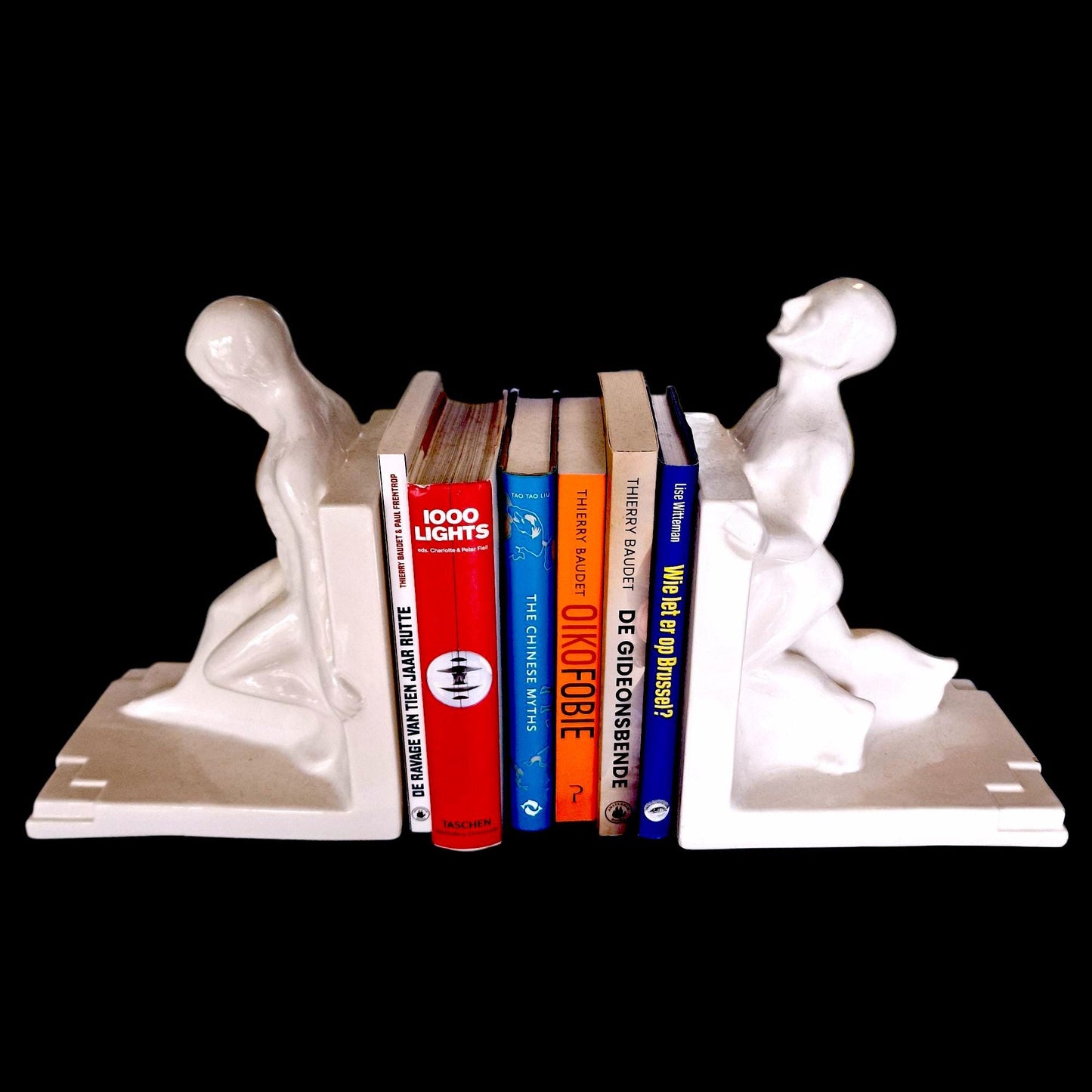 Art Deco Ceramic Bookends, Muscular Men, Godefridus Boonekamp, 1930s