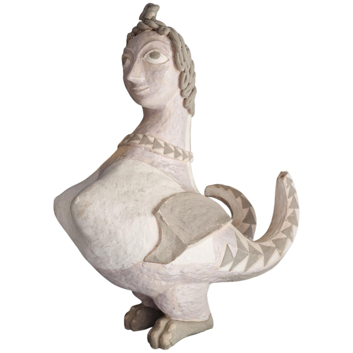 Nel Klaassen Ceramic Sculpture – Dutch Bird Woman, Mythic Art