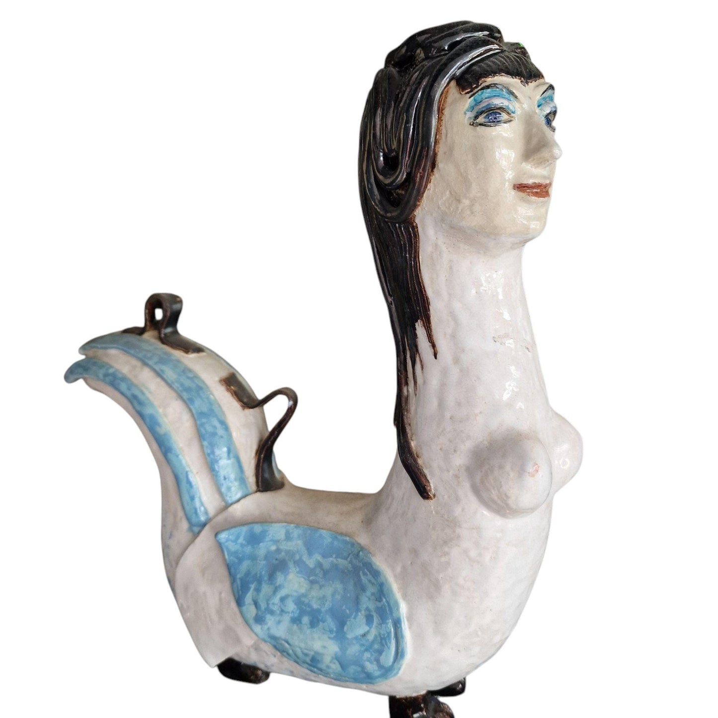 Nel Klaassen Ceramic Bird-Woman Sculpture – Dutch Art, Mythic Figurine