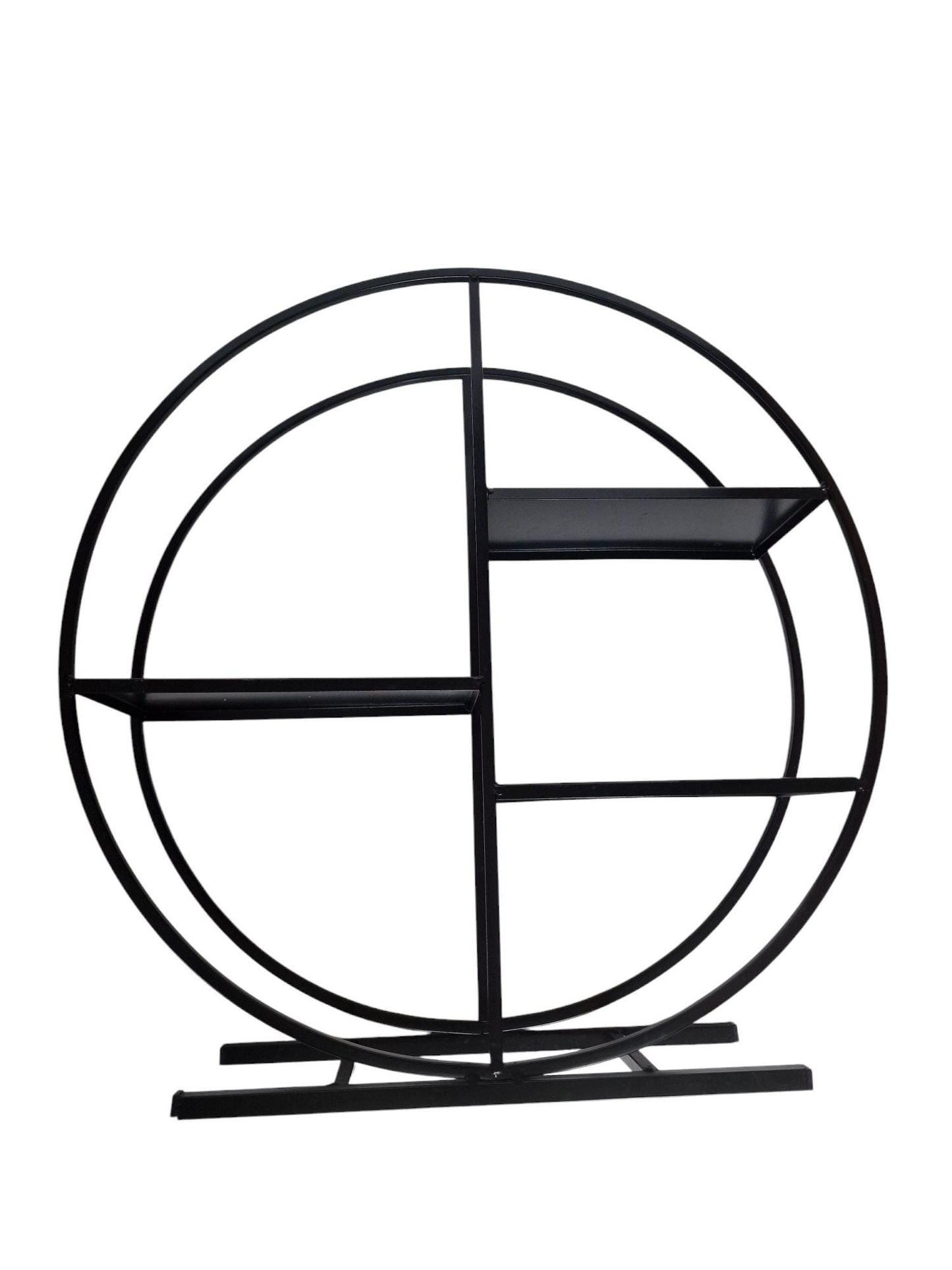 Zen Black Metal Round Wall Shelf, Asian Decor (45 cm)