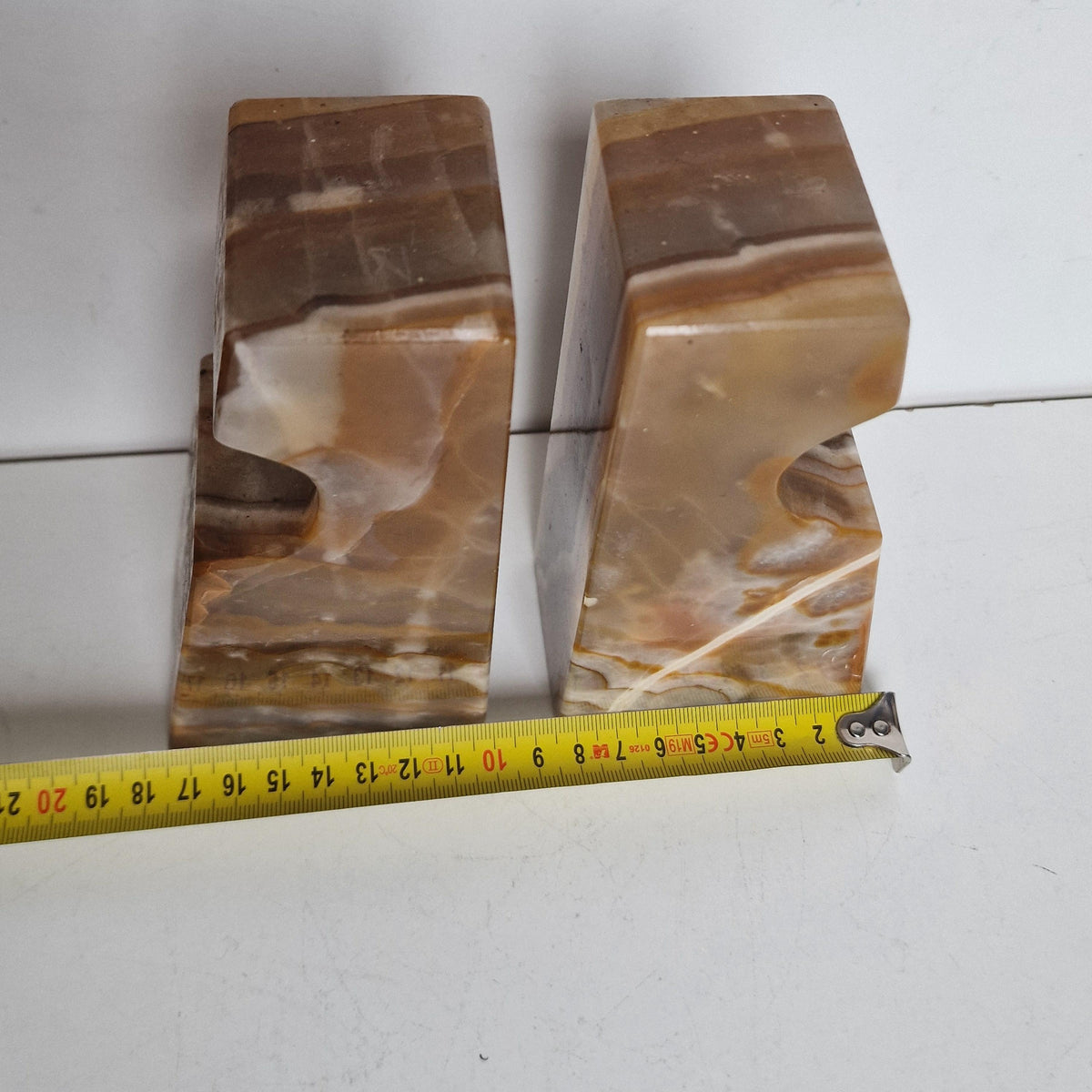 Vintage Onyx Bookends, 1980s Obelisk Shape, Mexican Stone