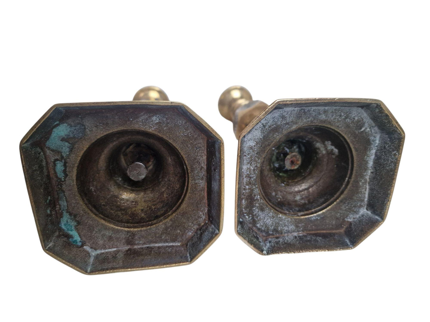Antique Brass Candlestick Pair, 1897 Queen Victoria Jubilee, Arts & Crafts candle holders
