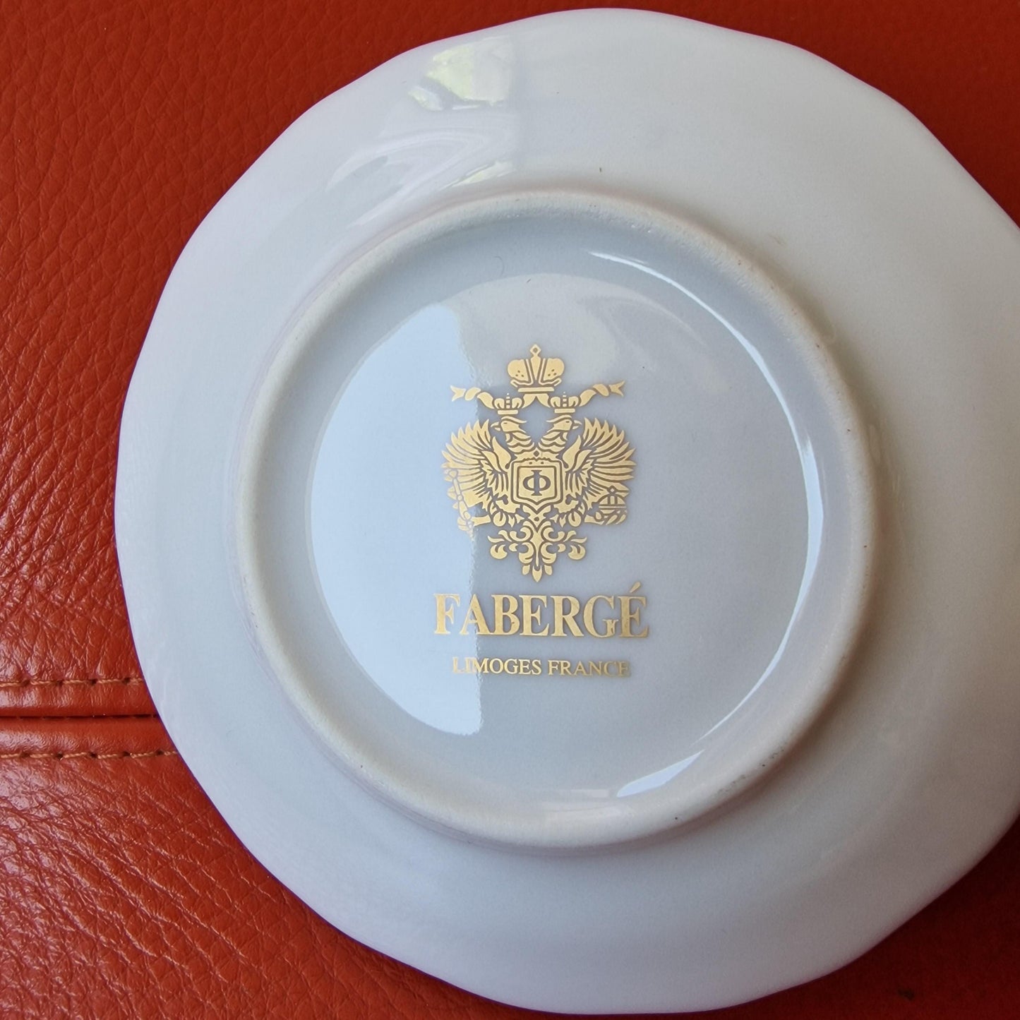 Faberge Limoges Porcelain Egg Dish Set, Gilt Rim, Jewelry Bowls, Boxed Fabergé