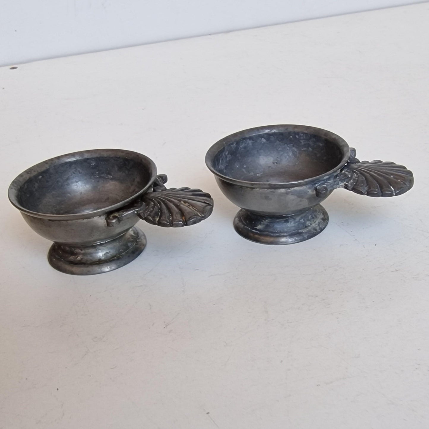 2 Vintage French Tastevins, Pewter Wine Tasting Cups, Sommelier Barware