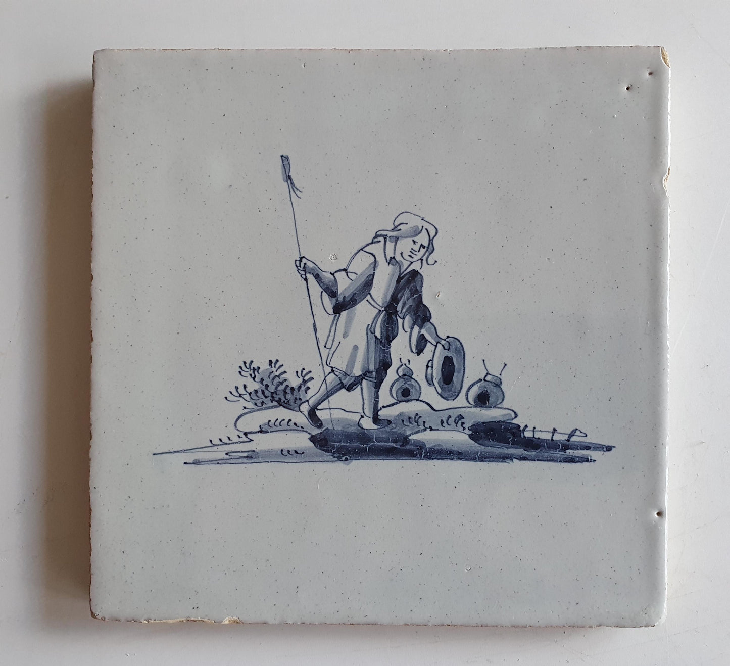 Set of 4 Antique Dutch Delft Tiles, 17th Century, Holland