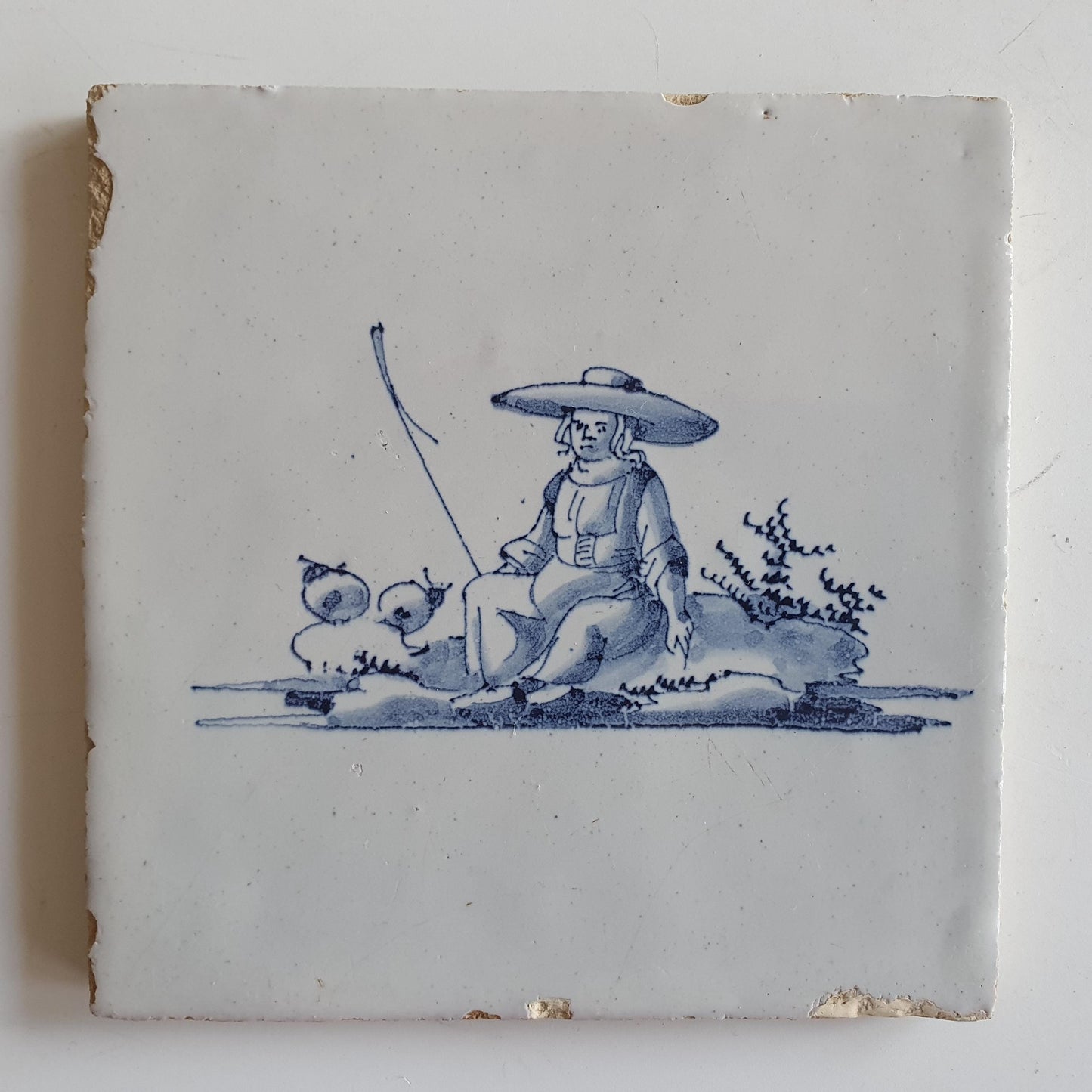 Set of 4 Antique Dutch Delft Tiles, 17th Century, Holland
