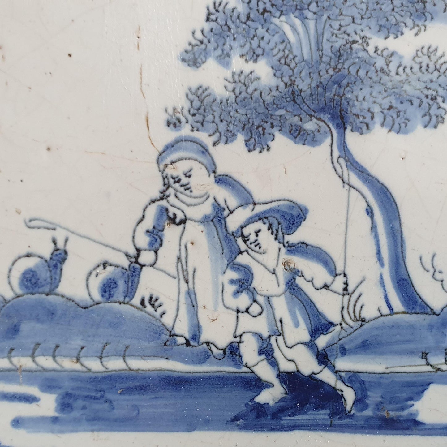 Antique Dutch Tile -   genre scene ( genretafereel ) - Dated 1700 Rare !