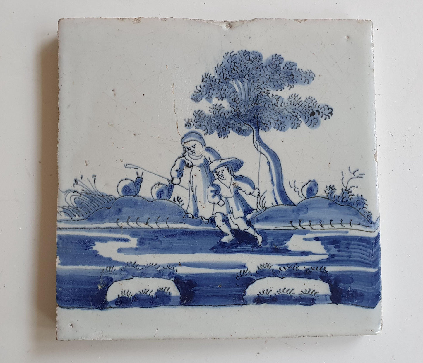 Antique Dutch Tile -   genre scene ( genretafereel ) - Dated 1700 Rare !
