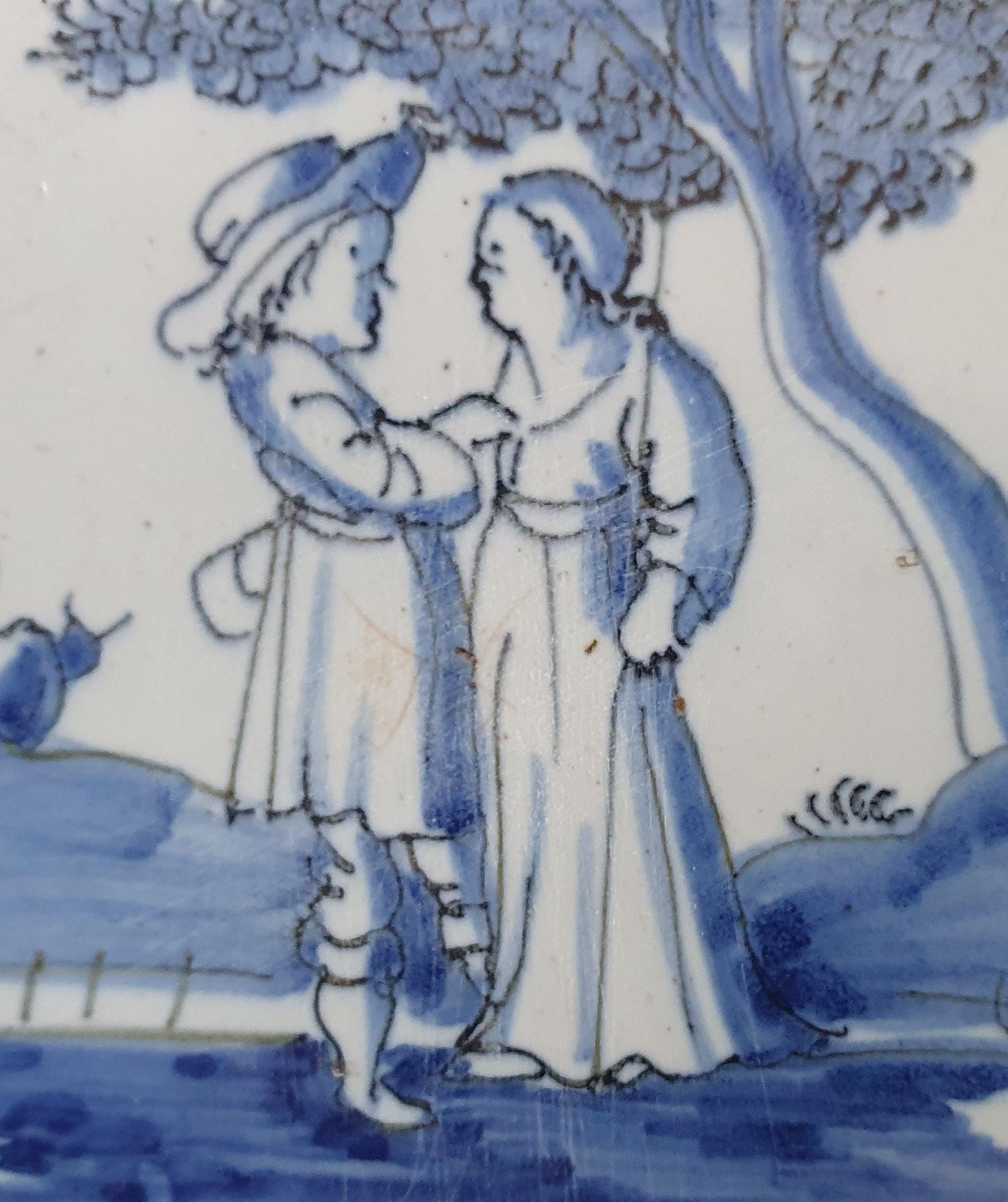 Antique Dutch Tile -   genre scene ( genretafereel ) - Dated 1700 Rare !