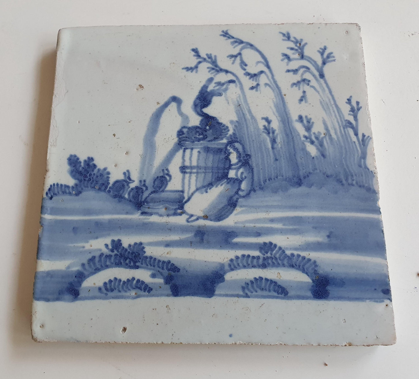 Antique Dutch Tile -   genre scene ( genretafereel ) - Dated 1700 Rare !