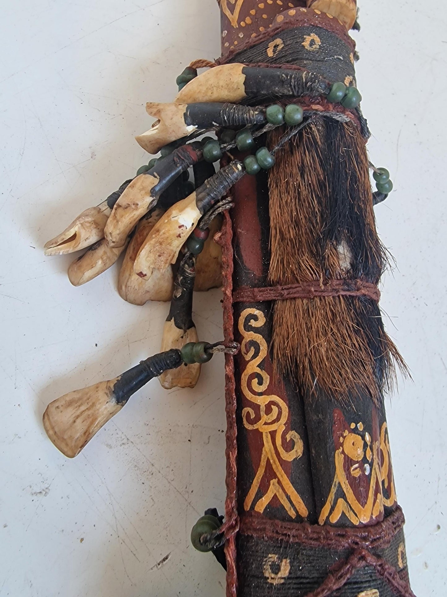 Authentic Dayak Mandau Sword – Borneo Tribal Headhunter Weapon with Real Teeth