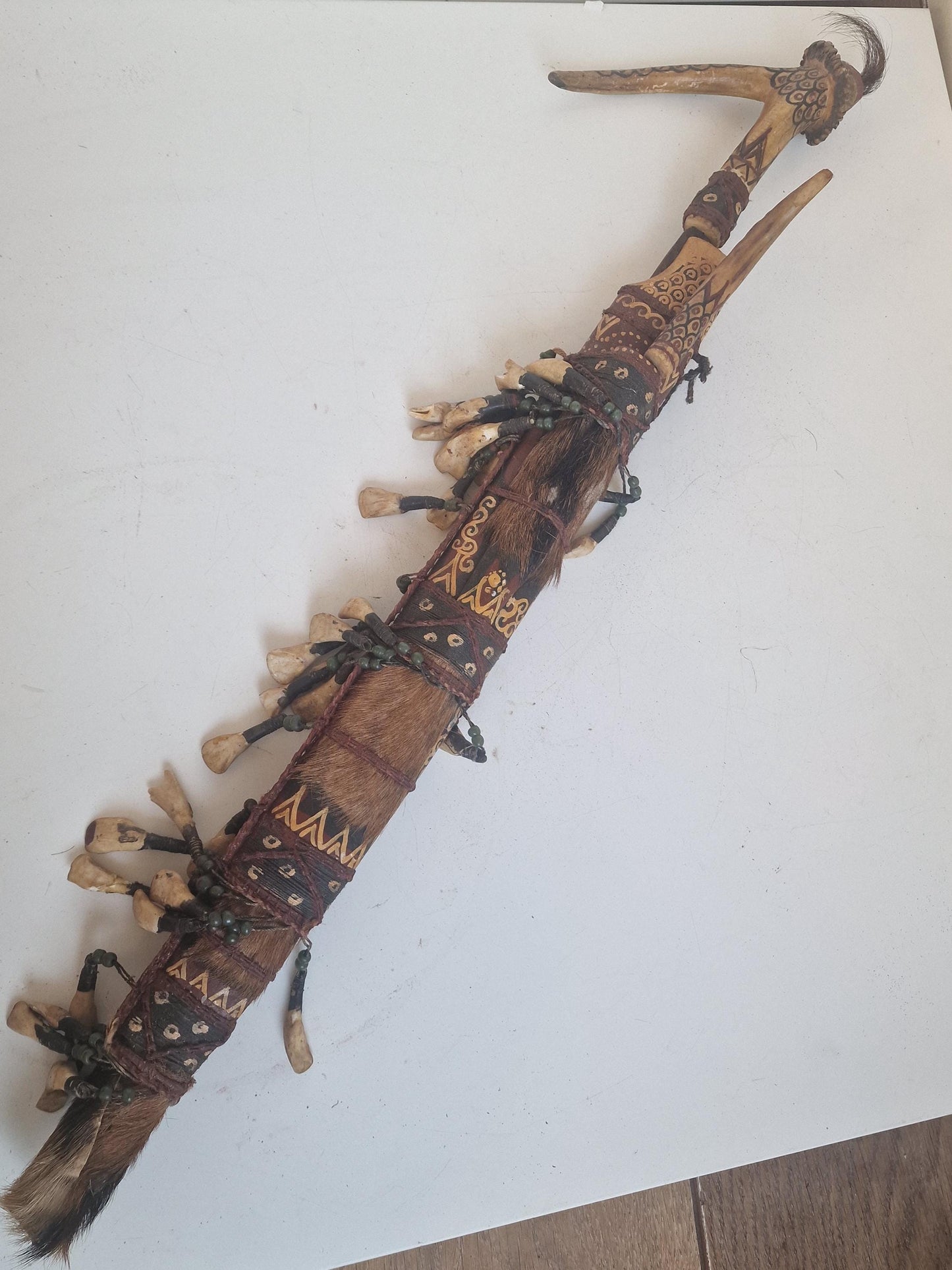Authentic Dayak Mandau Sword – Borneo Tribal Headhunter Weapon with Real Teeth