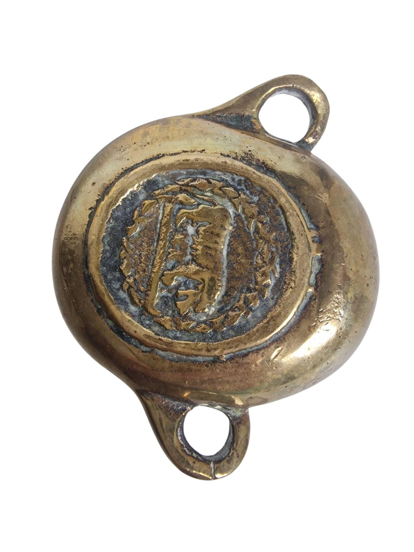 Old Bronze Grotesque Face Lamp – Antique Roman Style Decor