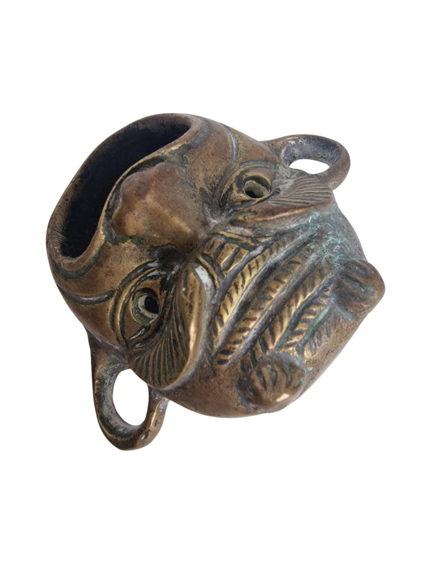 Old Bronze Grotesque Face Lamp – Antique Roman Style Decor