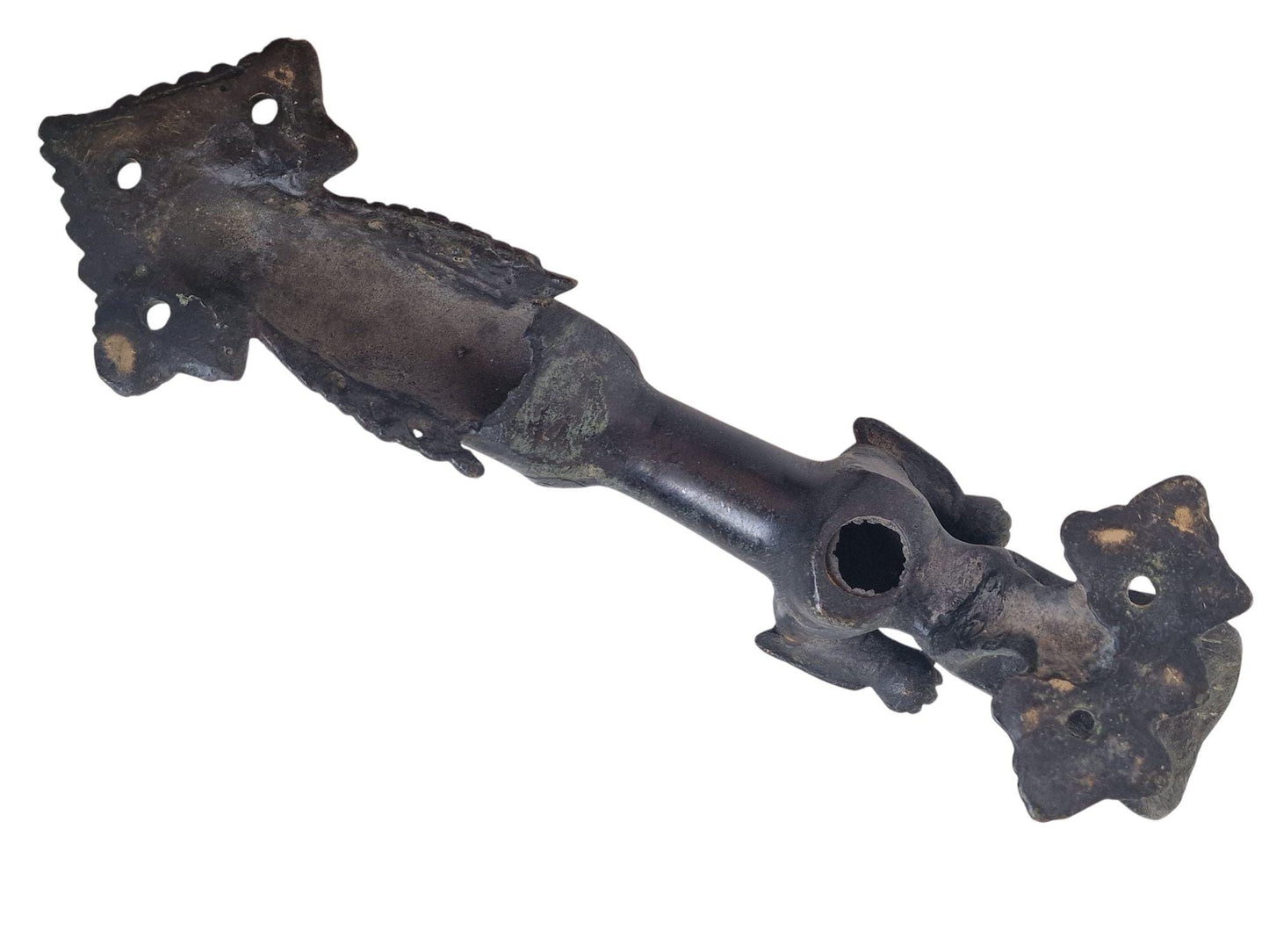 Antique Bronze Hindu Temple Door Handle, Guardian Deity, 19th C