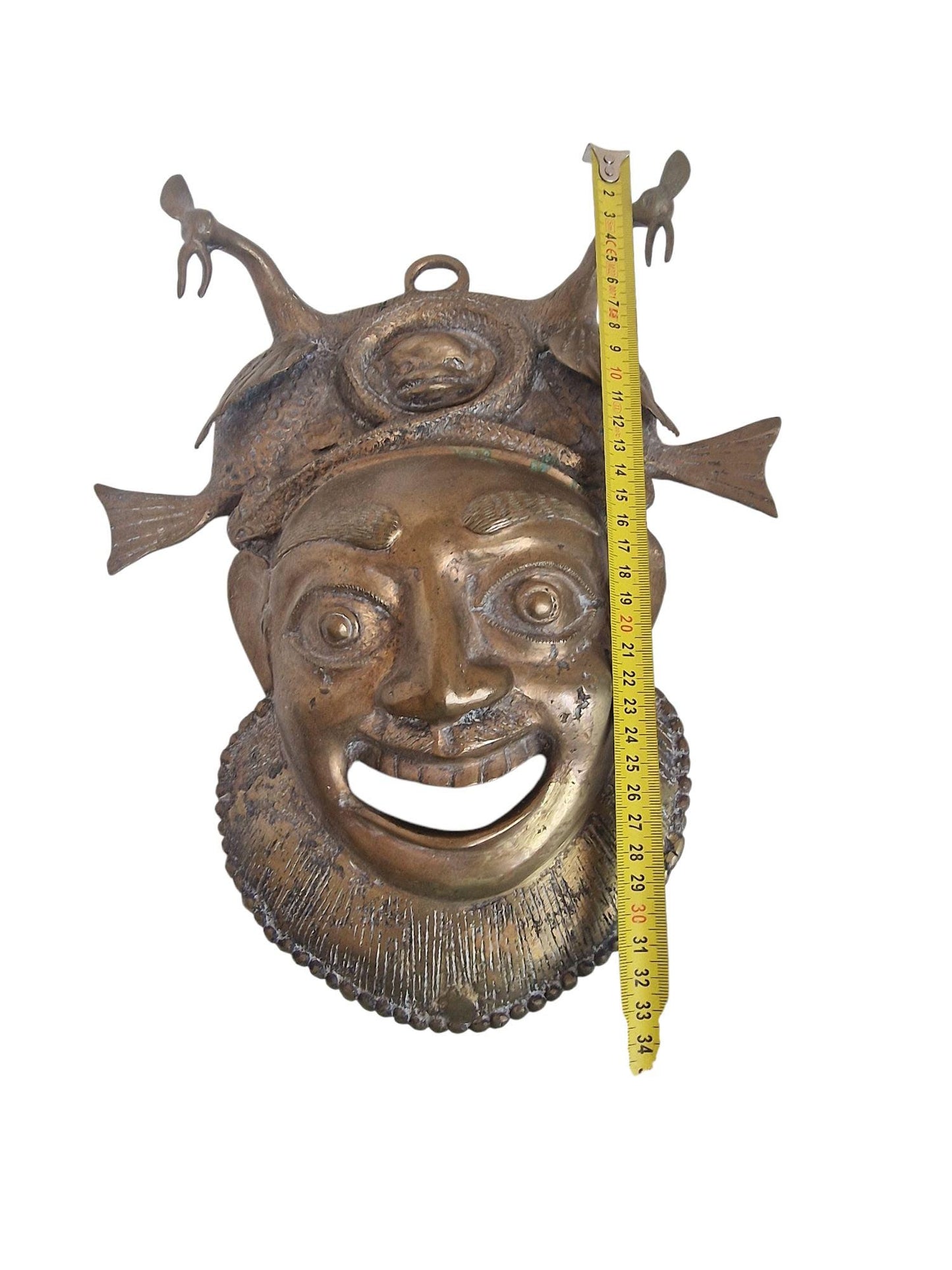Antique Bronze Tribal Mask – Bastar Folk Art Grotesque Sea Monster